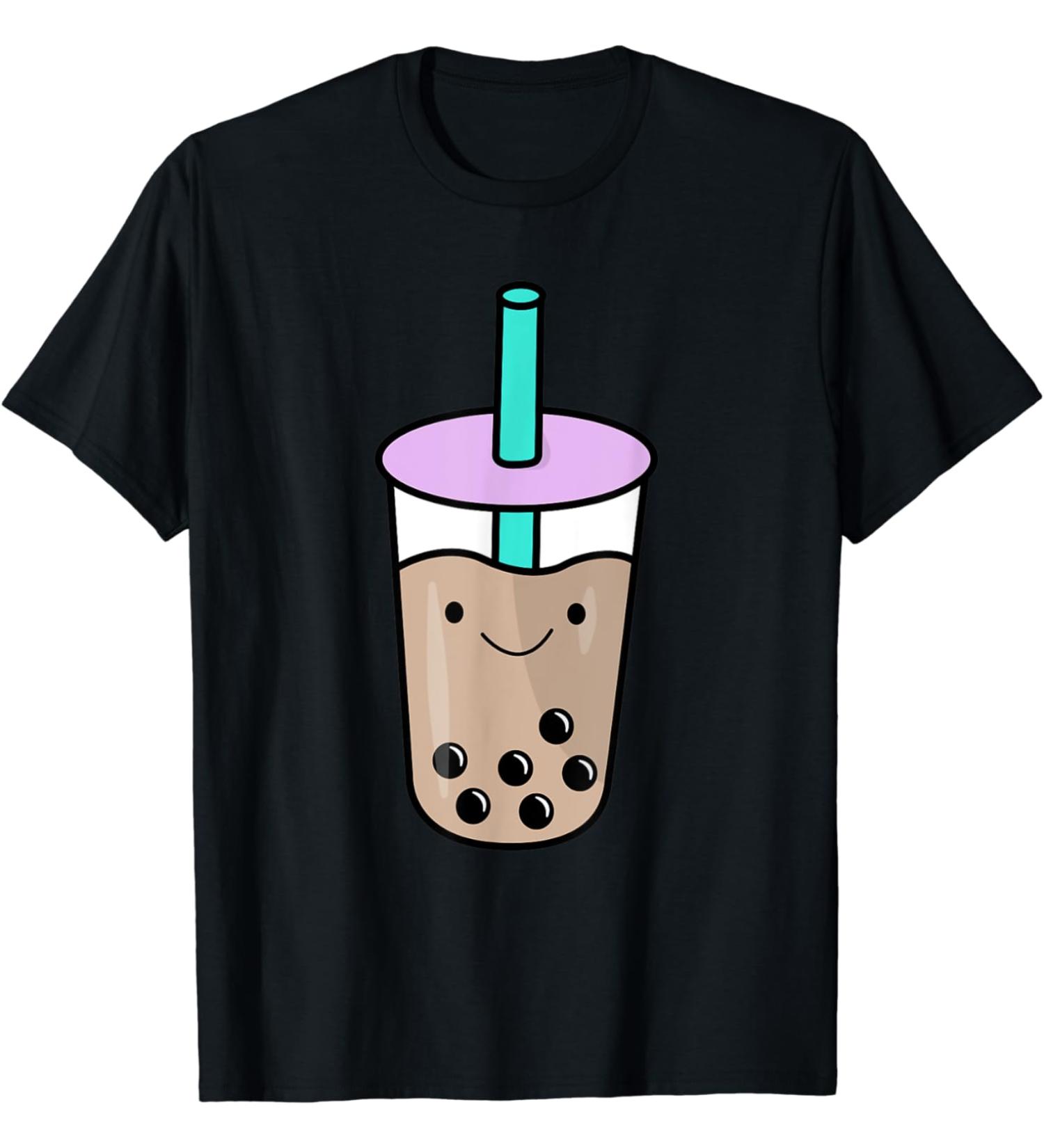 Kawaii Bubble Tea Cartoon Boba Milk Tea T-Shirt