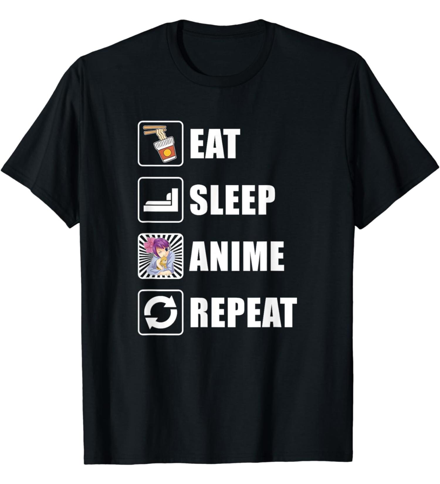 Ramen Noodles Kawaii Eat Sleep Anime Repeat Japanese Anime T-Shirt