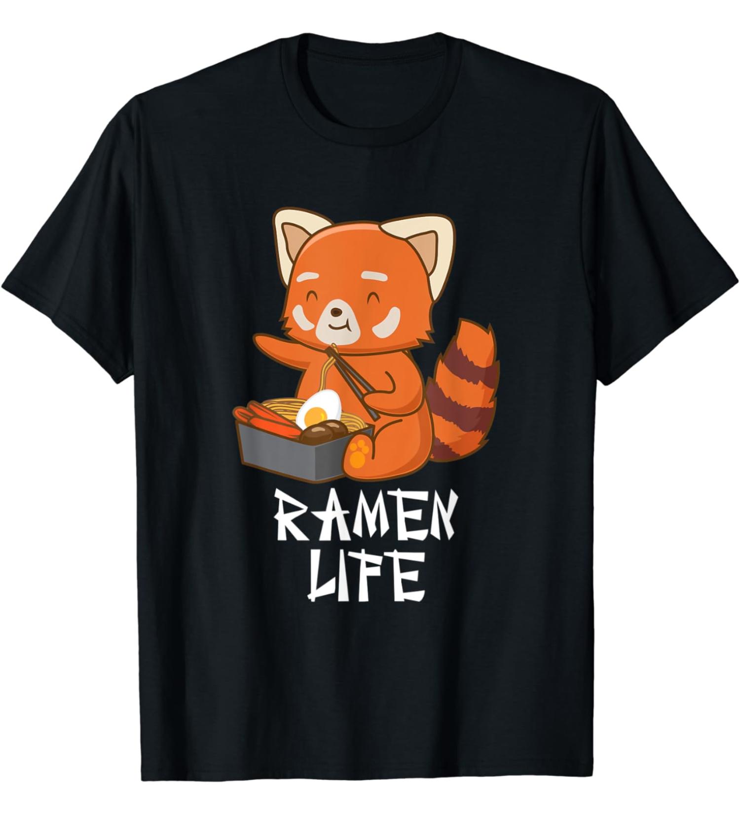 Ramen Life Red Panda Japanese Food Anime Soba Noodles T-Shirt
