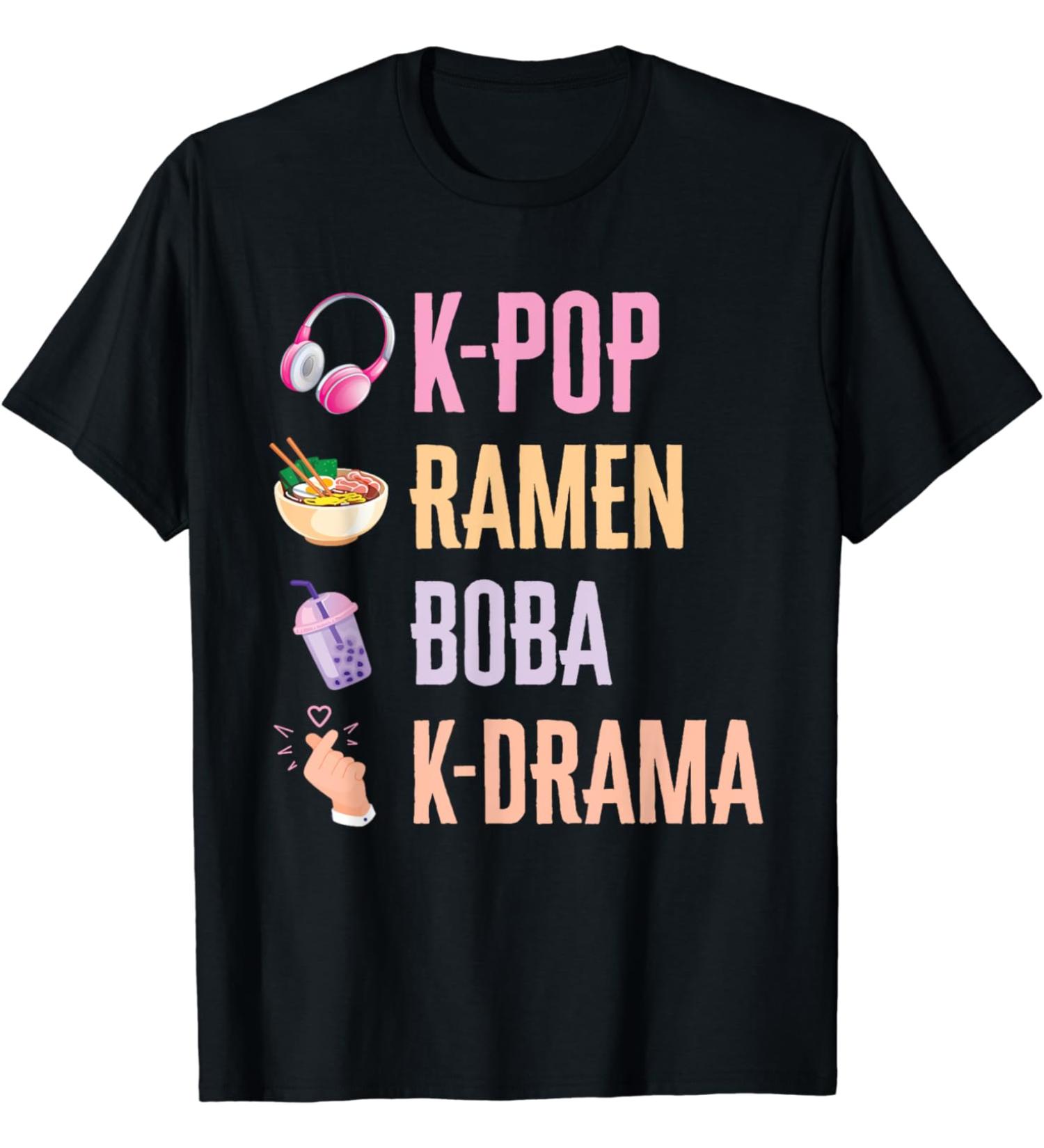 K-Pop Ramen Bubble Tea Boba Japanese Noodles Bowl Kpop Gift T-Shirt