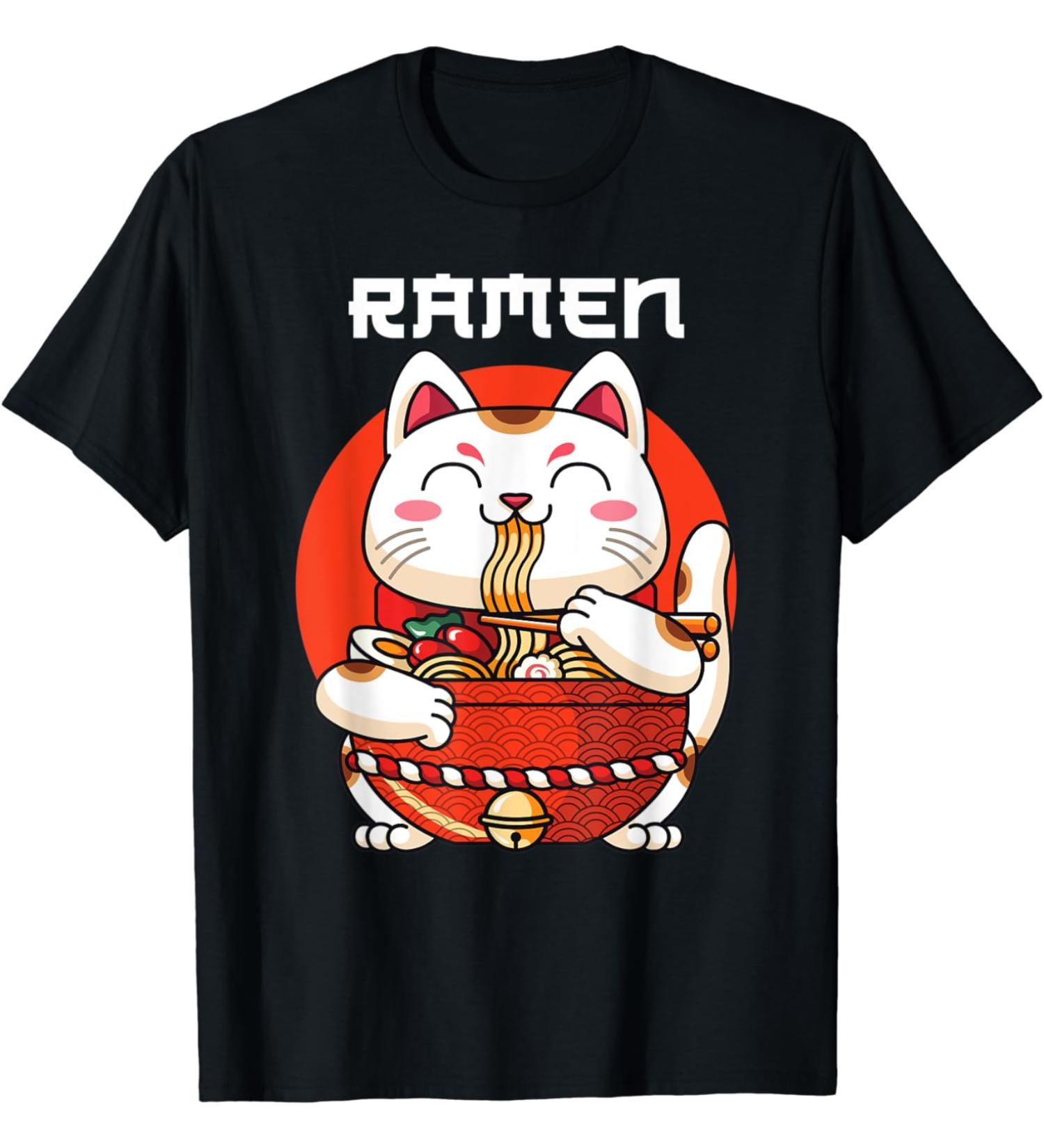Ramen Maneki Neko Noodle Soup T-Shirt