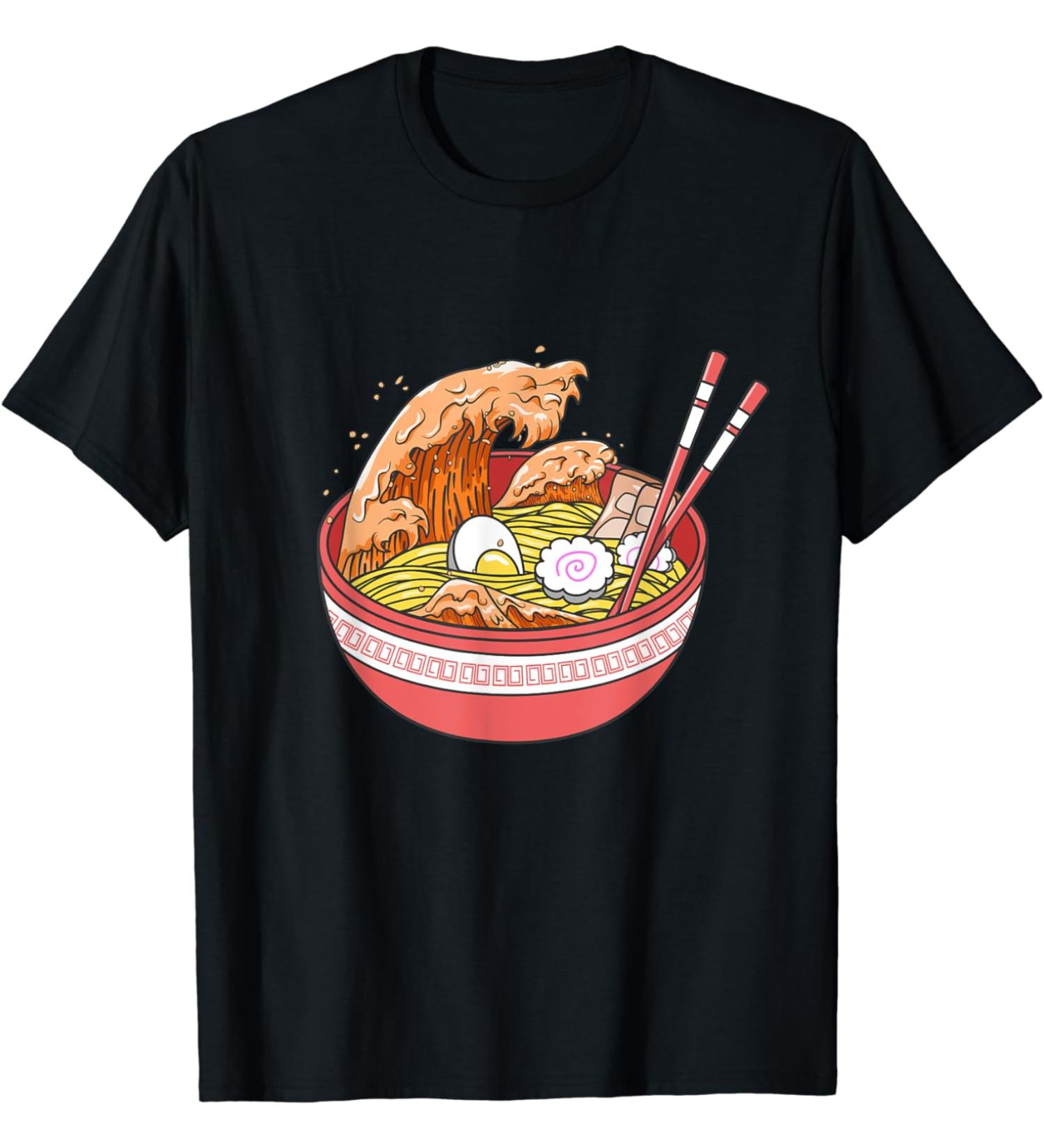 Ramen Wave Soup Noodle Ocean Kawaii T-Shirt
