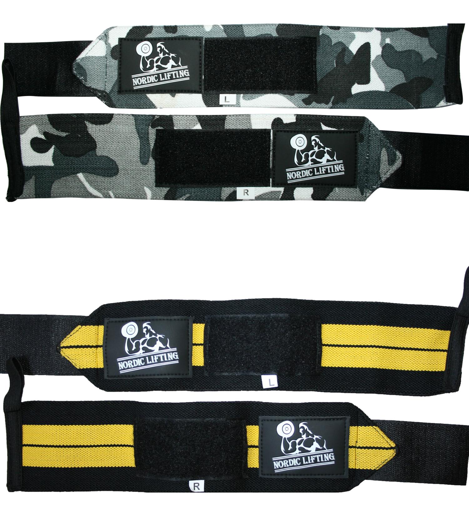 Nordic Lifting Wrist Bandages (4 pcs) - Durable Weightlifting Support for Men & Women | CrossFit & Powerlifting - Gray & Yellow - 1 Year Guarantee - Buy Online on SooperMarket.com