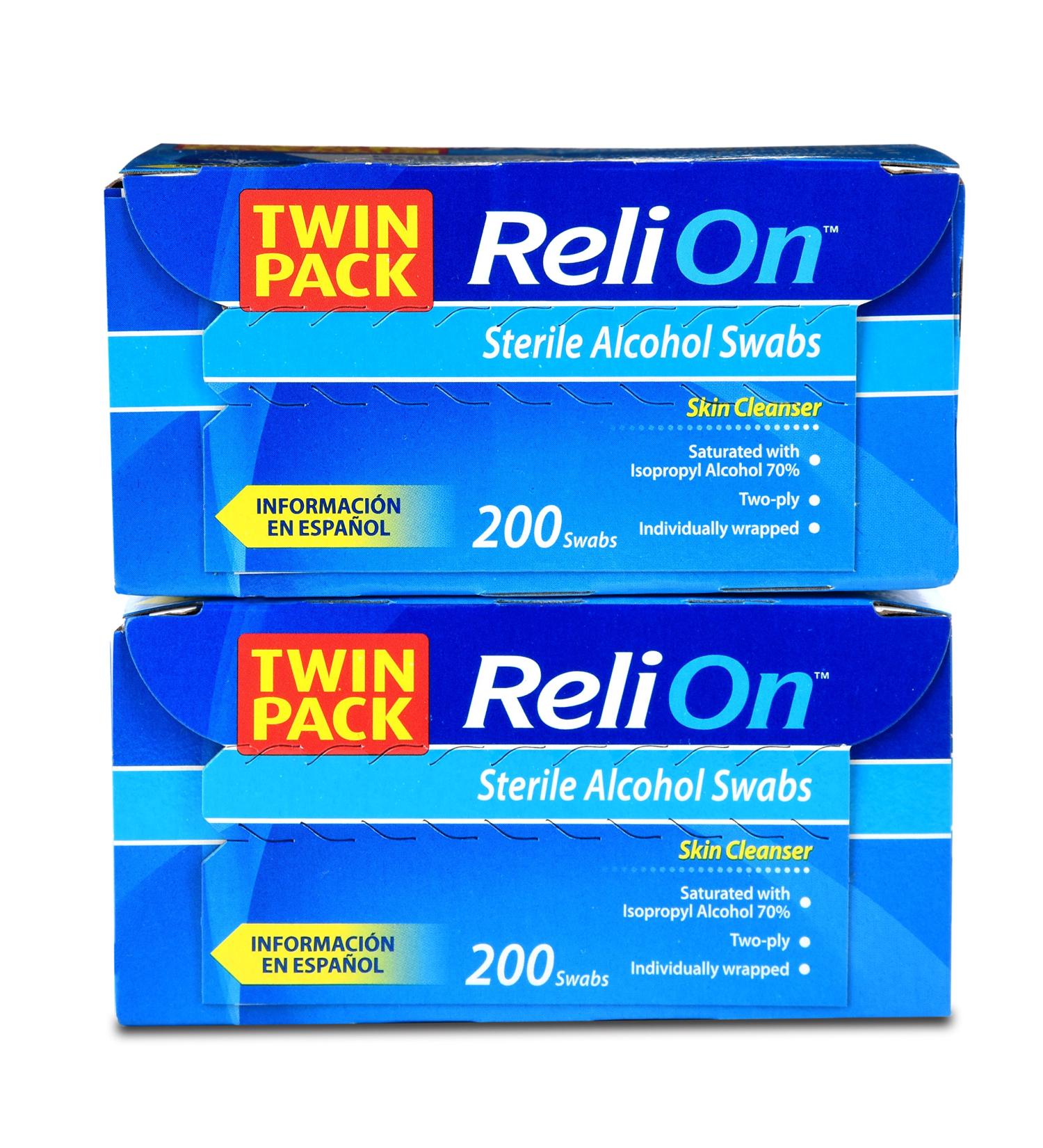 ReliOn Sterile Alcohol Swabs 200 Count - Disinfectant Wipes for Medical & Personal Use - Buy Online on SooperMarket.com