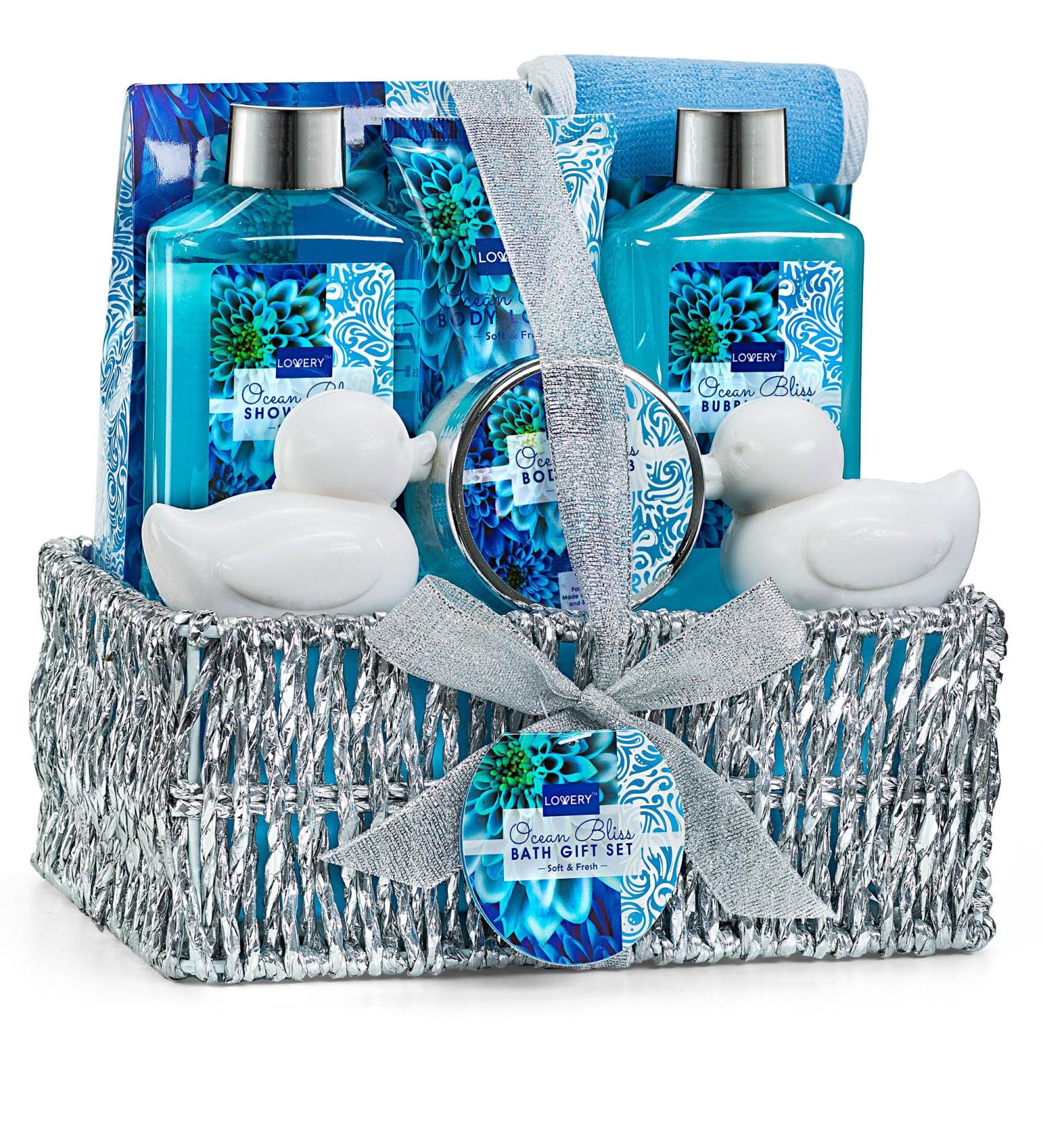 Heavenly Ocean Bliss Home Spa Gift Basket - 9pc Bath & Body Set for Women - Perfect for Father's Day, Wedding, Anniversary, Birthday, Graduation - Buy Online on SooperMarket.com