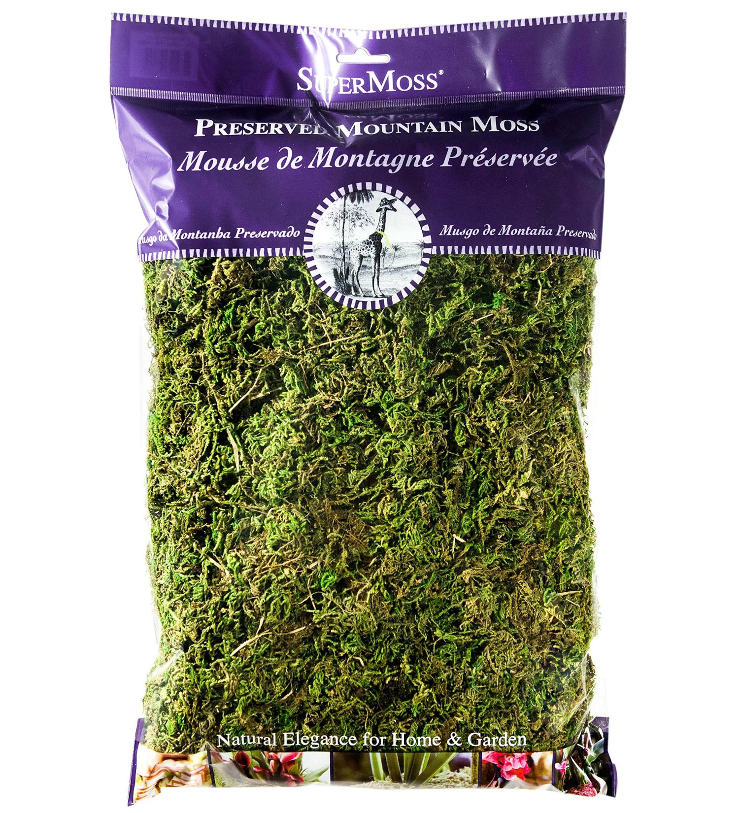 SuperMoss 7 59834 7 23802 Mountain Moss Preserved, 200 in3 Bag (Appx. 8oz), Fresh Green