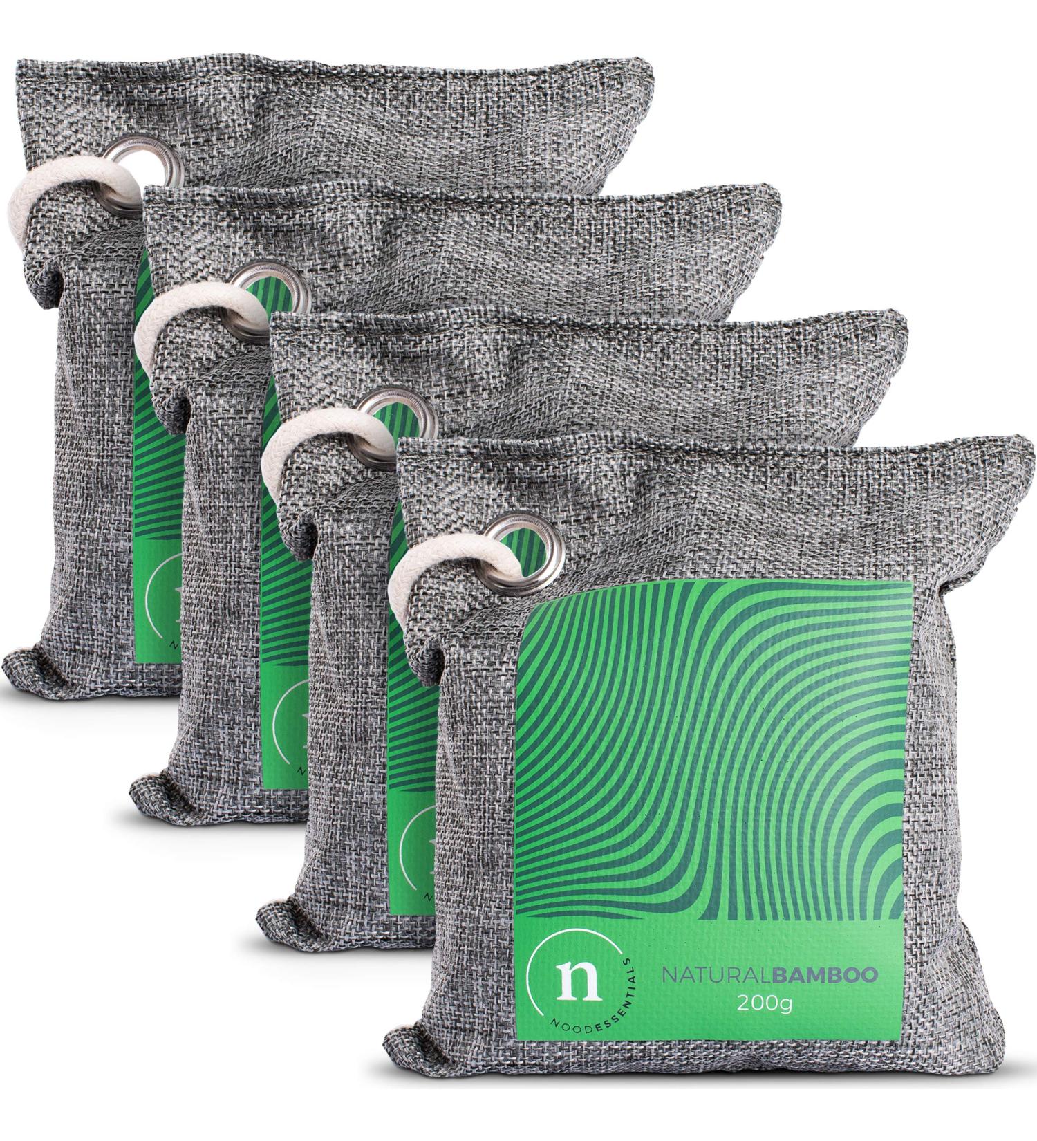 Bamboo Charcoal Bags - 100% Bamboo and Linen Odor Absorber with Dehumidifier - 4 Pack (200g Each) - Buy Online on SooperMarket.com
