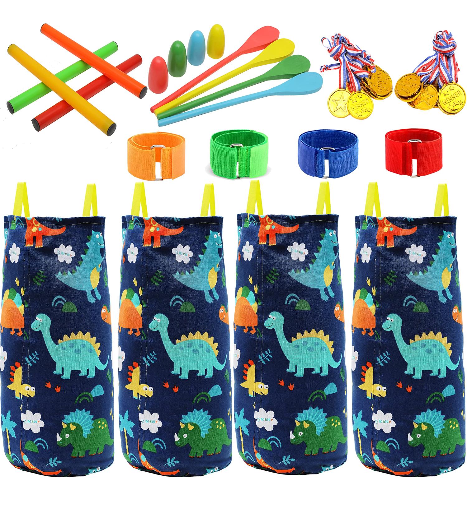 Asslen 36 PCS Potato Sack Race Bags | Outdoor Games Set for Kids & Adults | Egg & Spoon Race | 3-Legged Relay | Carnival Games for Birthday Parties | Dinosaur Theme - Buy Online on SooperMarket.com