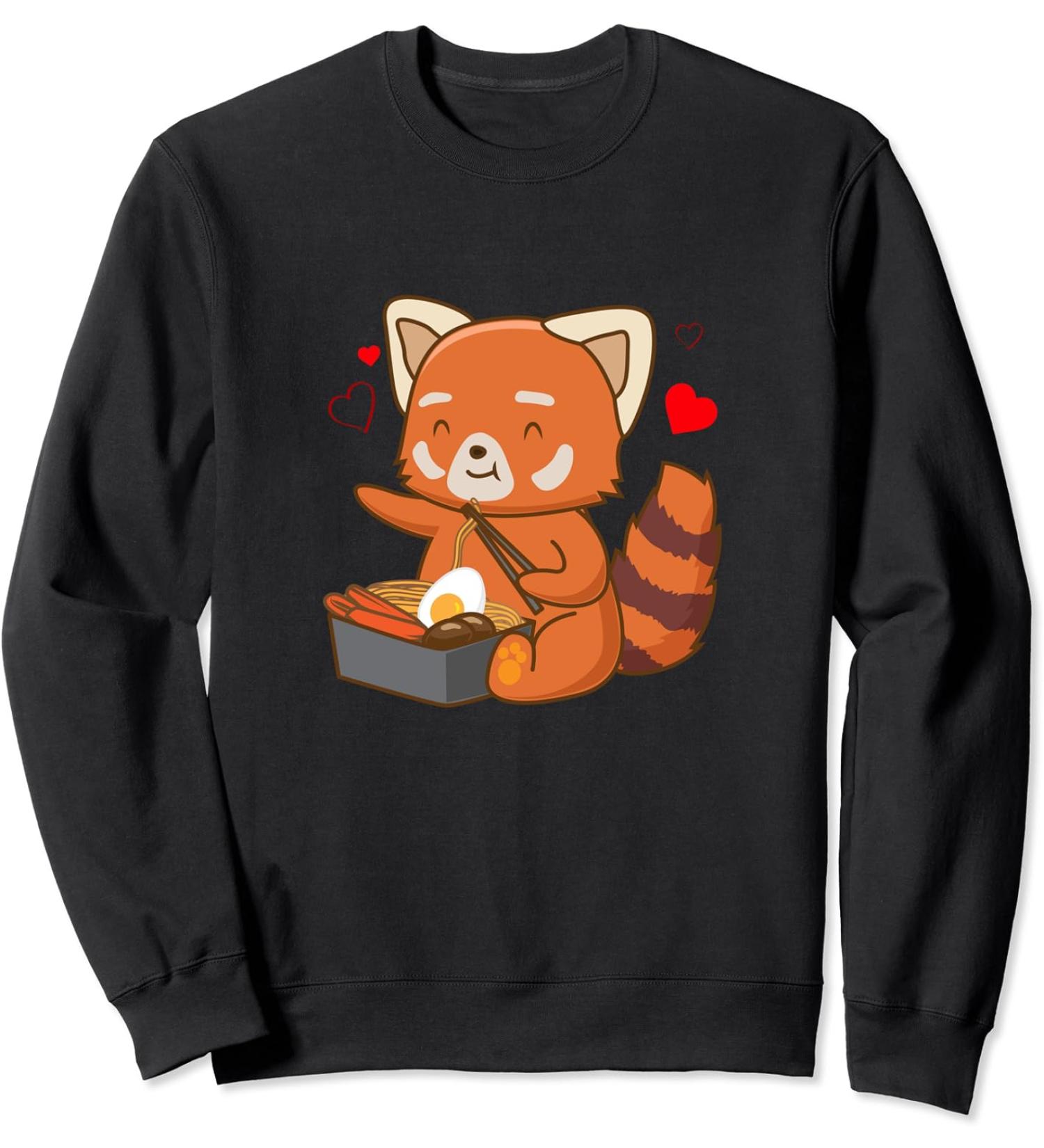Red Panda Eating Ramen Japanese Food Noodles Soba Panda Sweatshirt