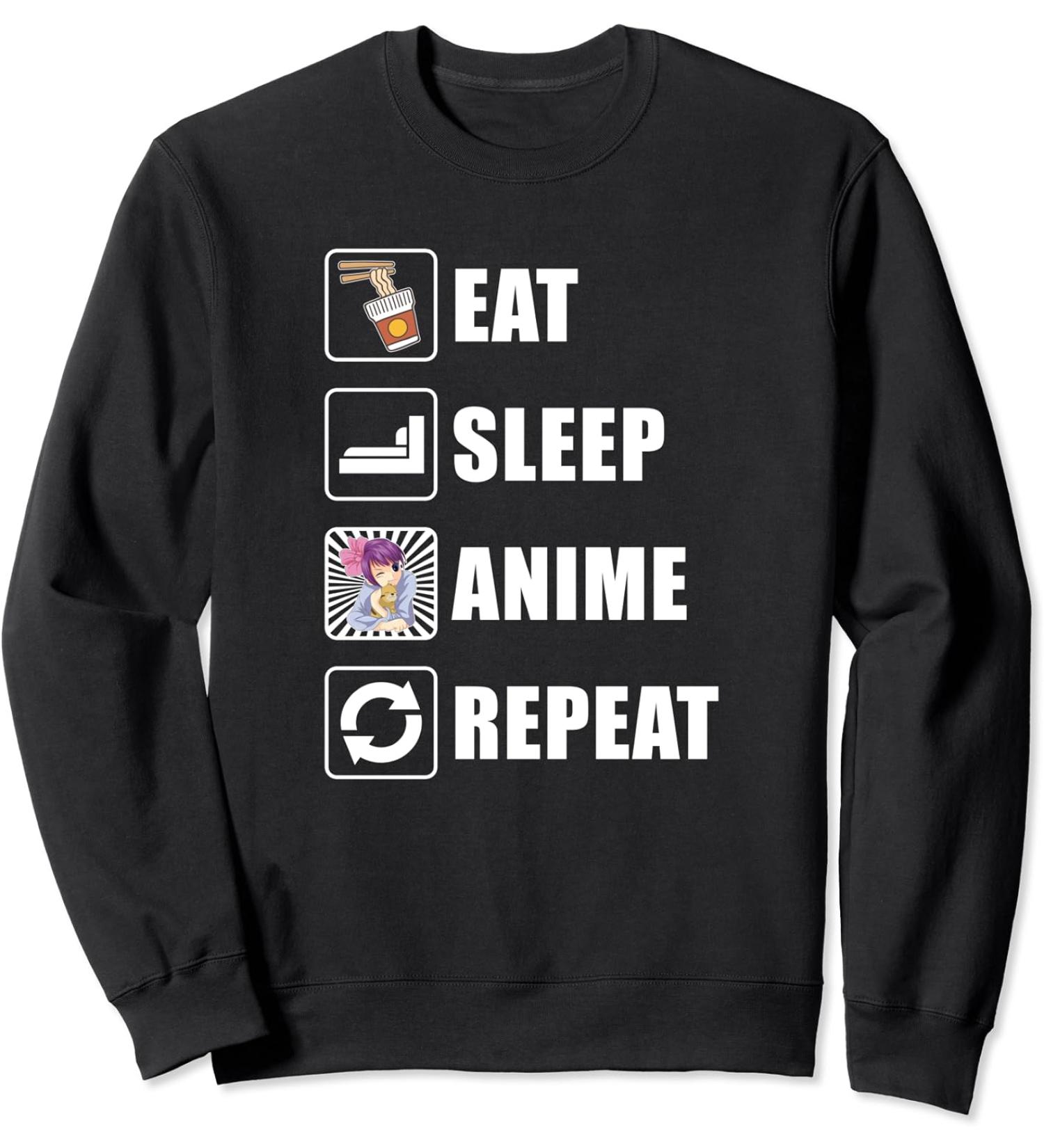 Ramen Noodles Kawaii Eat Sleep Anime Repeat Japanese Anime Sweatshirt