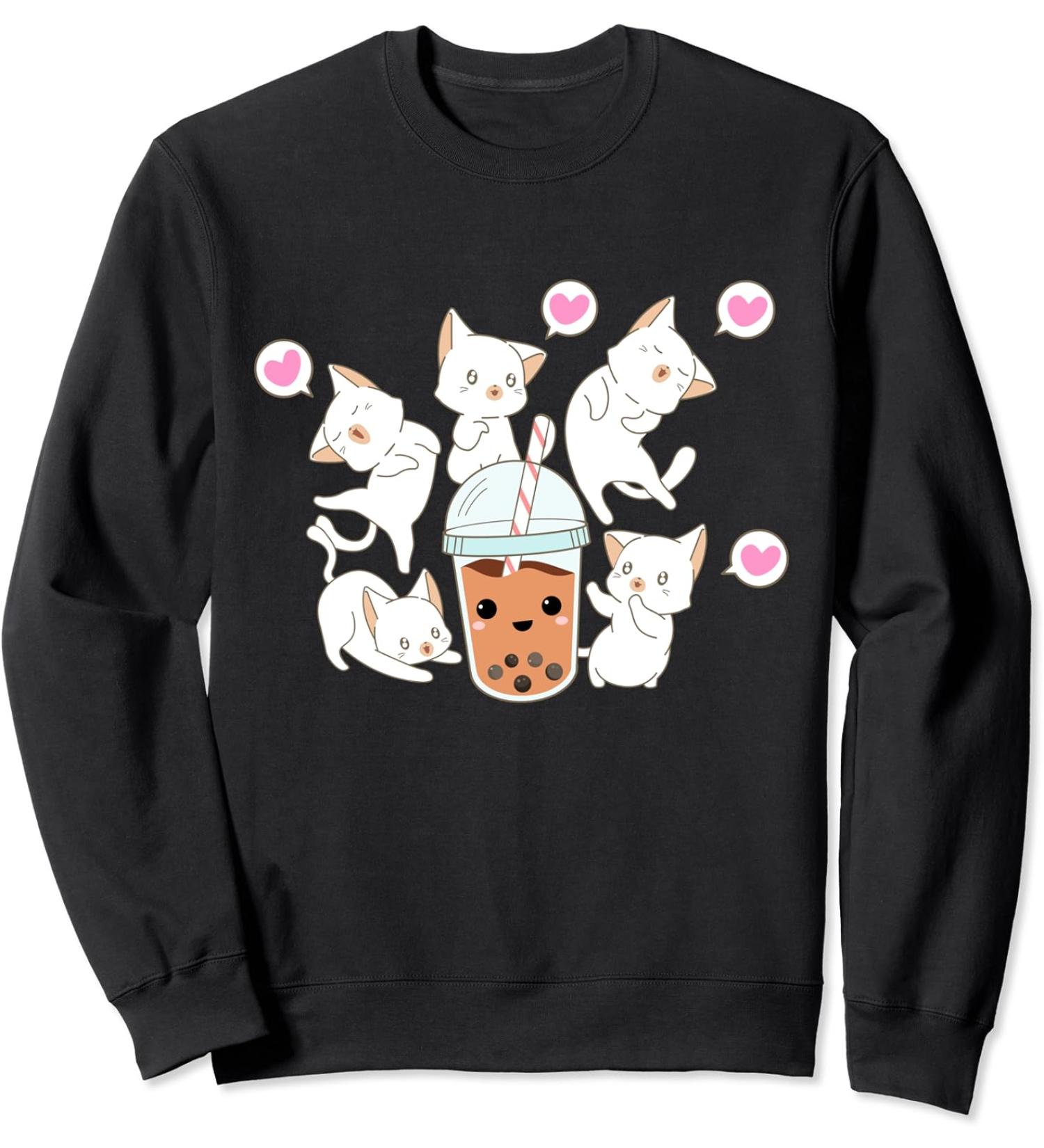 Boba Tea Bubble Tea Kawaii Japanese Lover Cat Kitten Sweatshirt