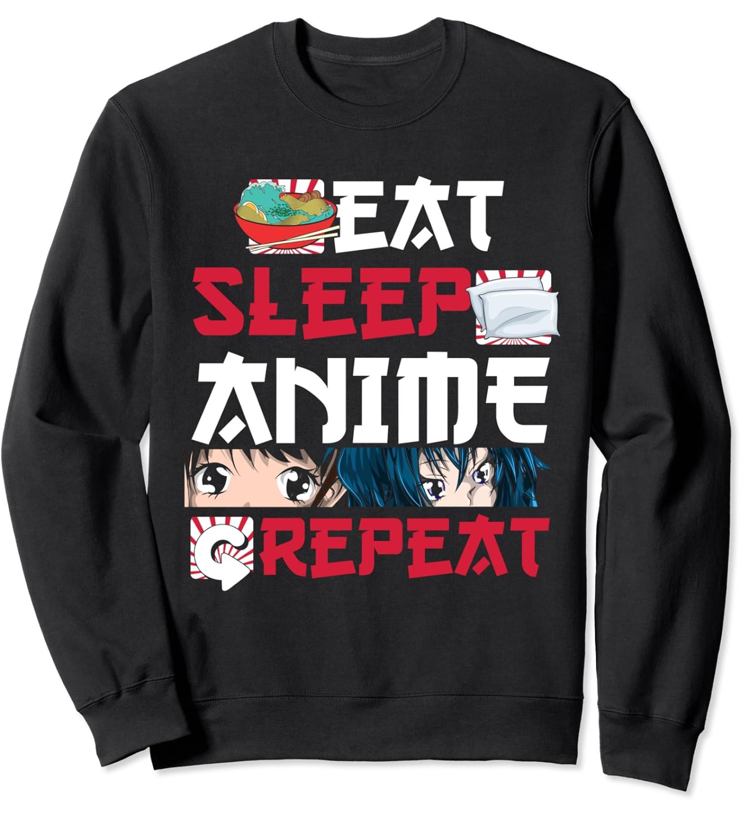 Kawaii Japanese Ramen Noodles Eat Sleep Anime Repeat Anime Sweatshirt