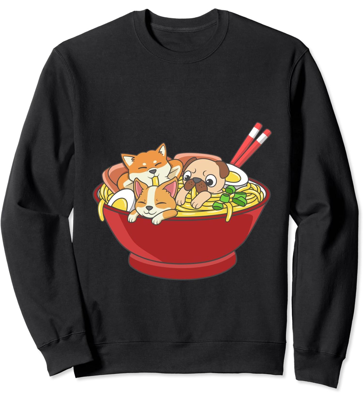 Anime Japanese Dog Ramen Kawaii Ramen Noodle Life Sweatshirt