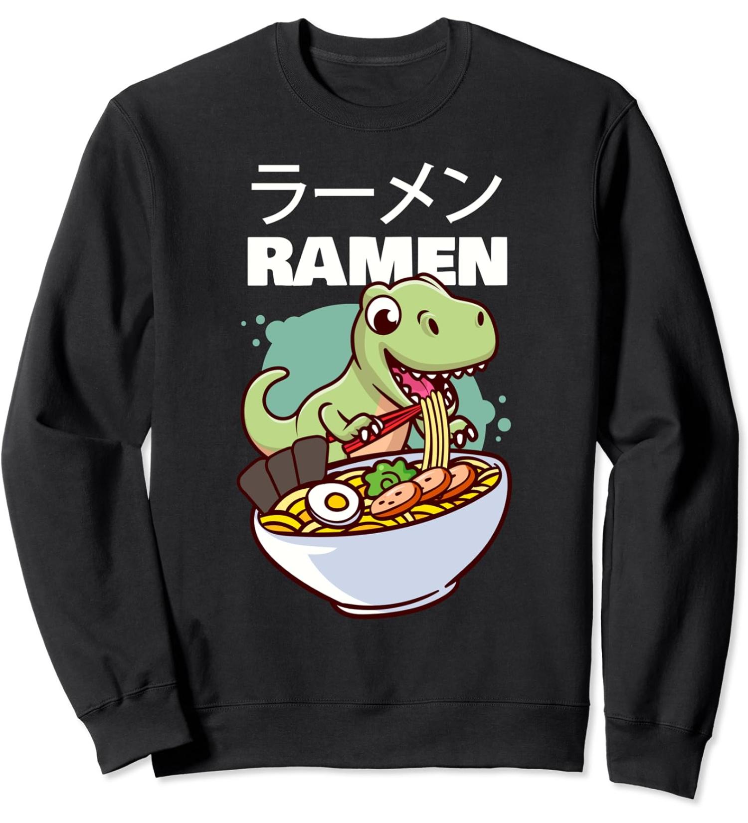 Kawaii Dino T-Rex eating Japanese Soup Ramen Noodle Sweatshirt