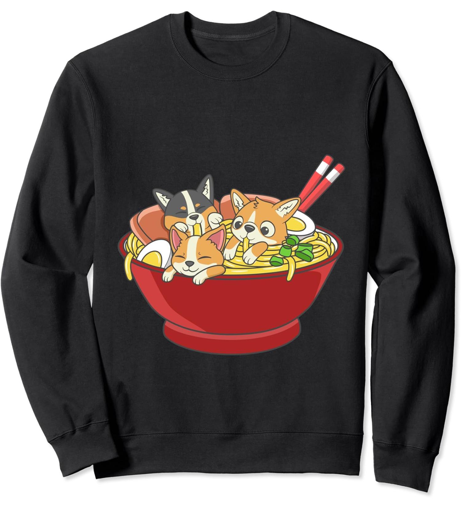 Anime Japanese Corgi Ramen Kawaii Ramen Noodle Life Sweatshirt