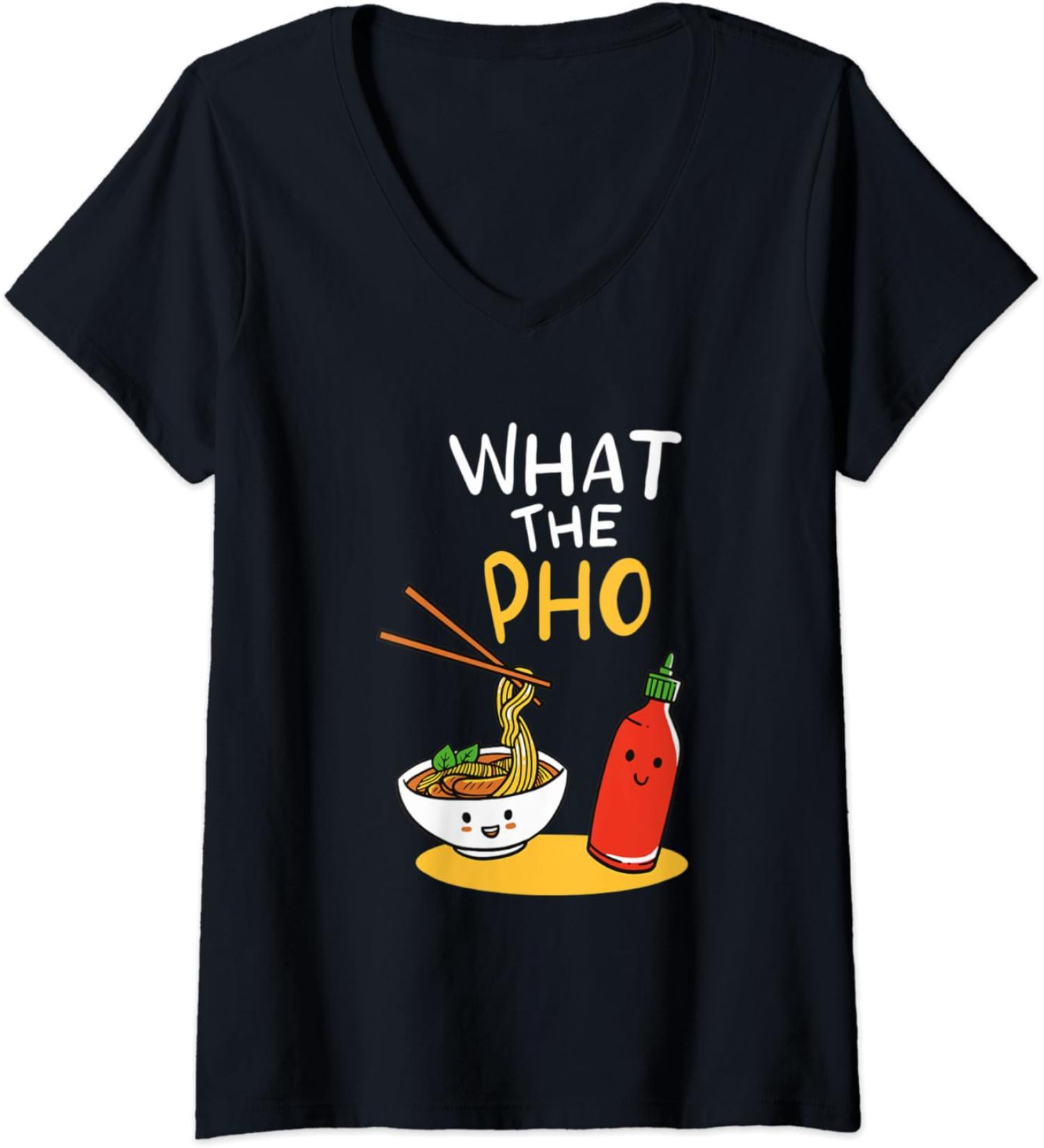 Womens What the Pho Ramen Noodles V-Neck T-Shirt