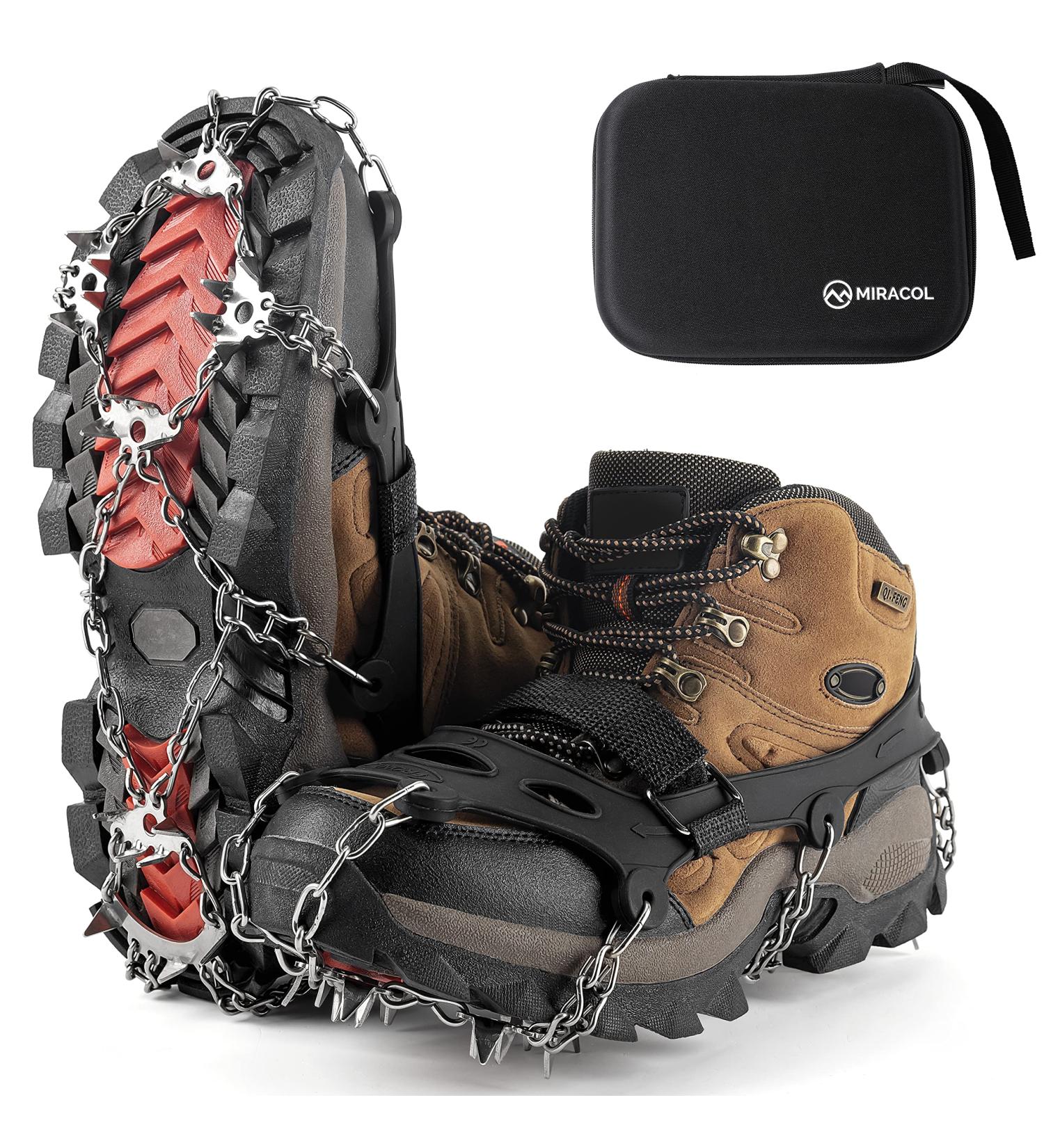 Miracol 23/24-Spikes Stainless Steel Ice Cleats for Men and Women - Anti-Slip Traction Grips for Snow Shoe, Ski, Fishing, Climbing - Black X-Large - Buy Online on SooperMarket.com
