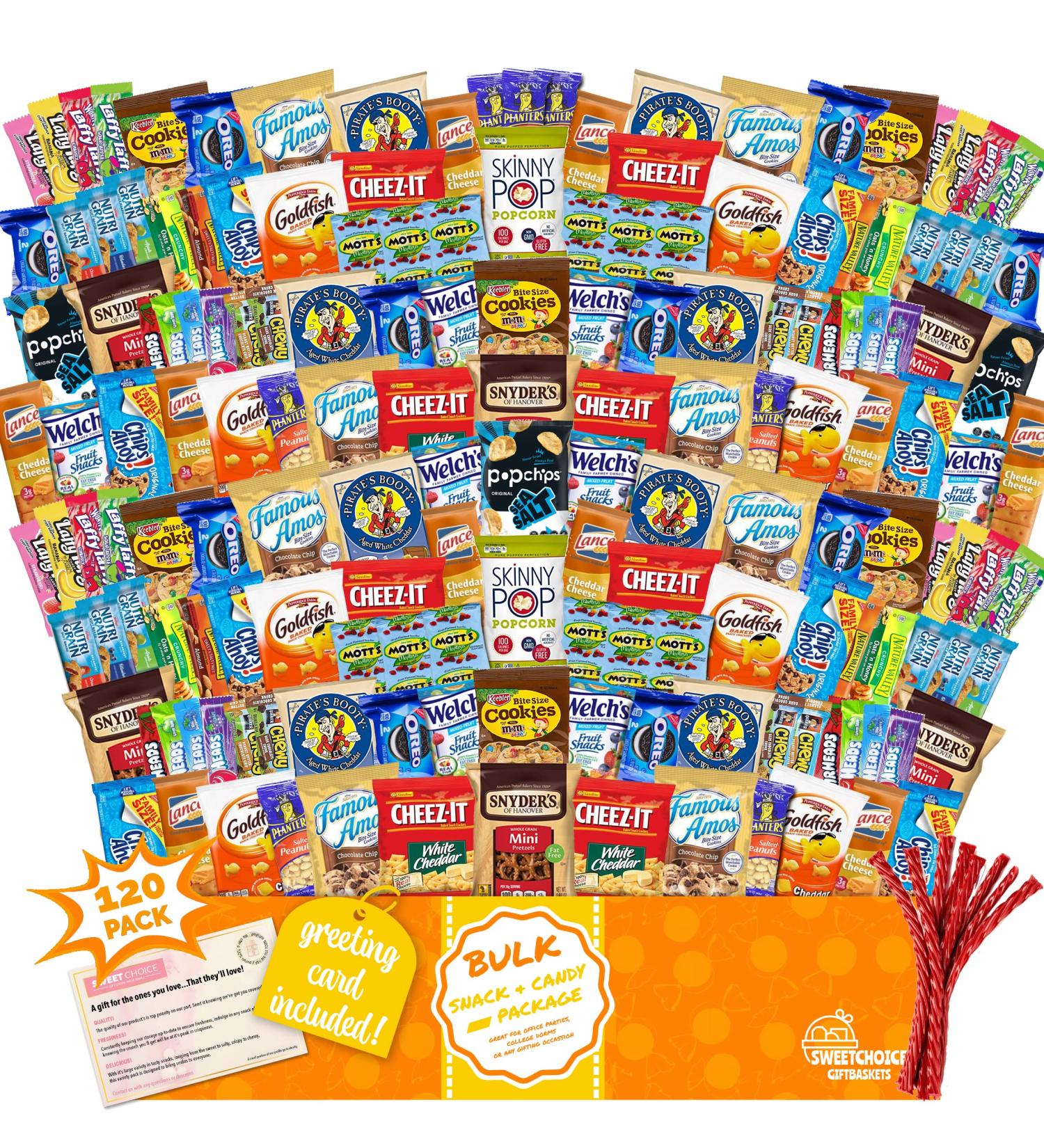 Care Package (120 Count) Variety Snacks Gift Box - College Students Military Work or Home valentines day 2022 - Chips Cookies & Candy! Sweet Choice - Buy Online on SooperMarket.com