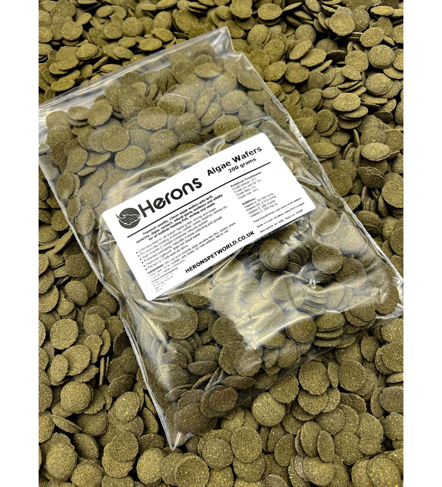 HERONS Spirulina Algae Wafers 200g - Sinking Wafers for Bottom-Feeding Fish - Fiber-Rich Immune Support - Buy Online on SooperMarket.com