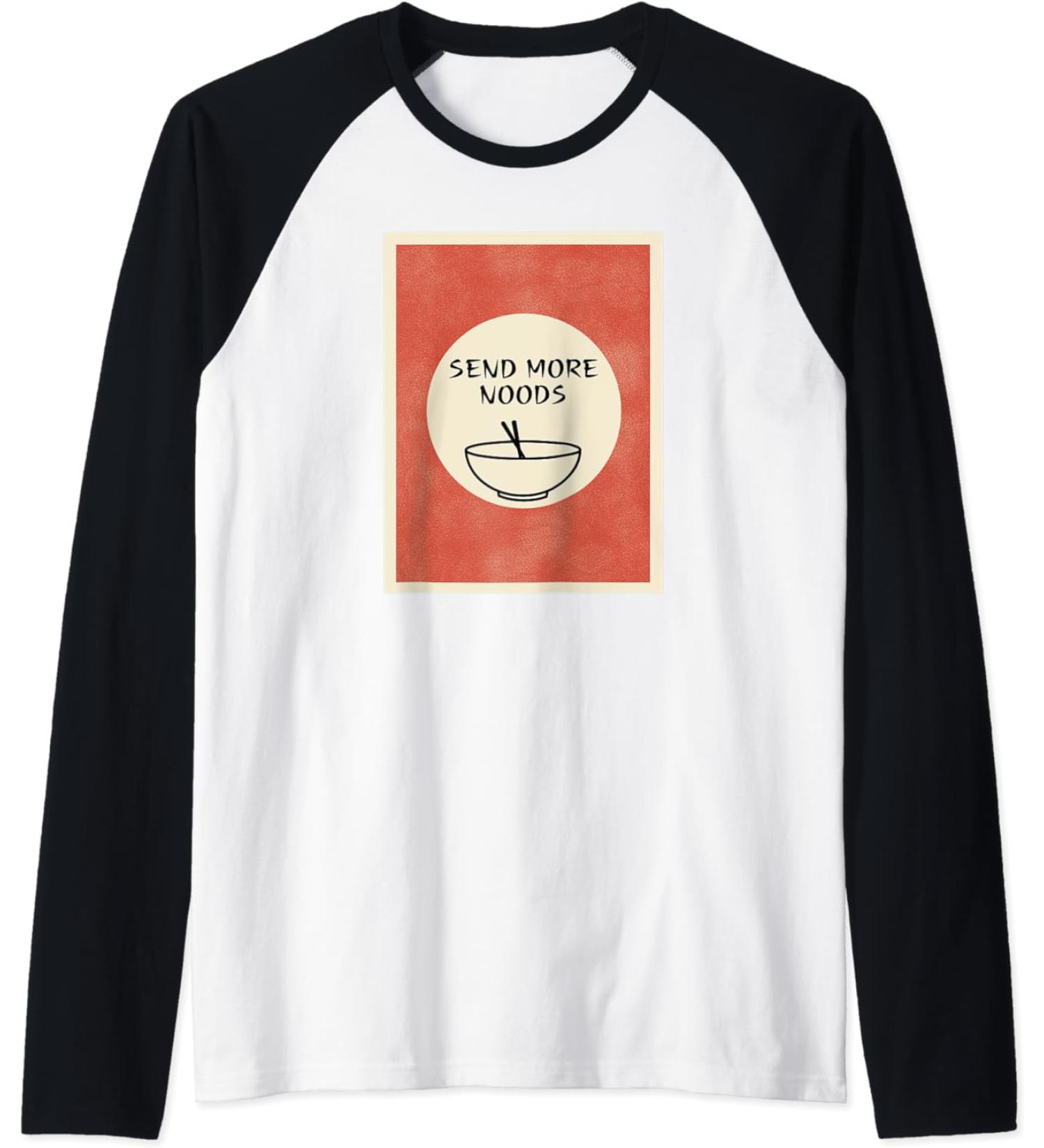 Send more noods - Ramen Noodles Retro Japanese Art Design Raglan Baseball Tee