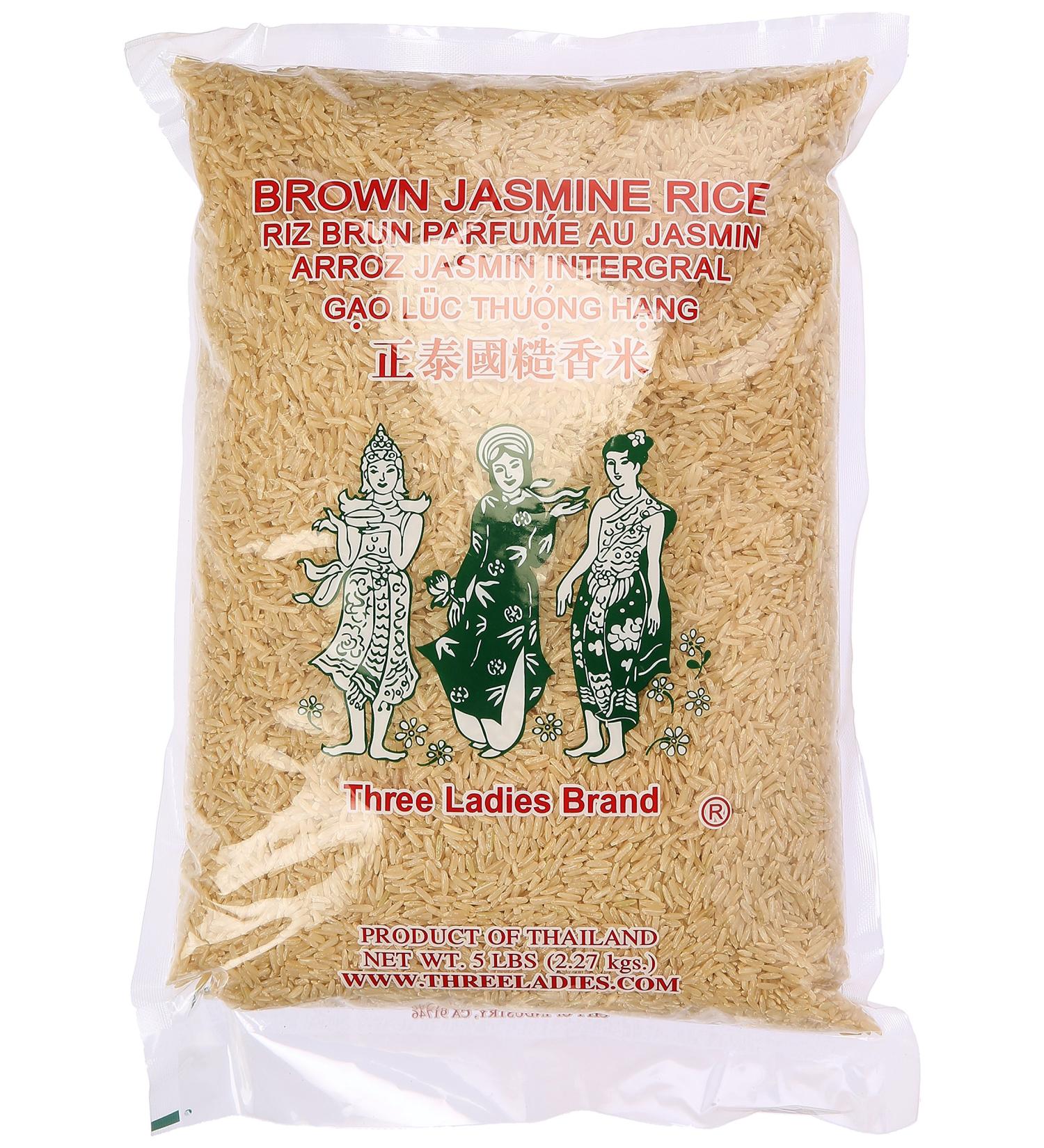 Three Ladies Brown Jasmine Rice 5 lbs - Premium Quality Thai Rice - Buy Online on SooperMarket.com