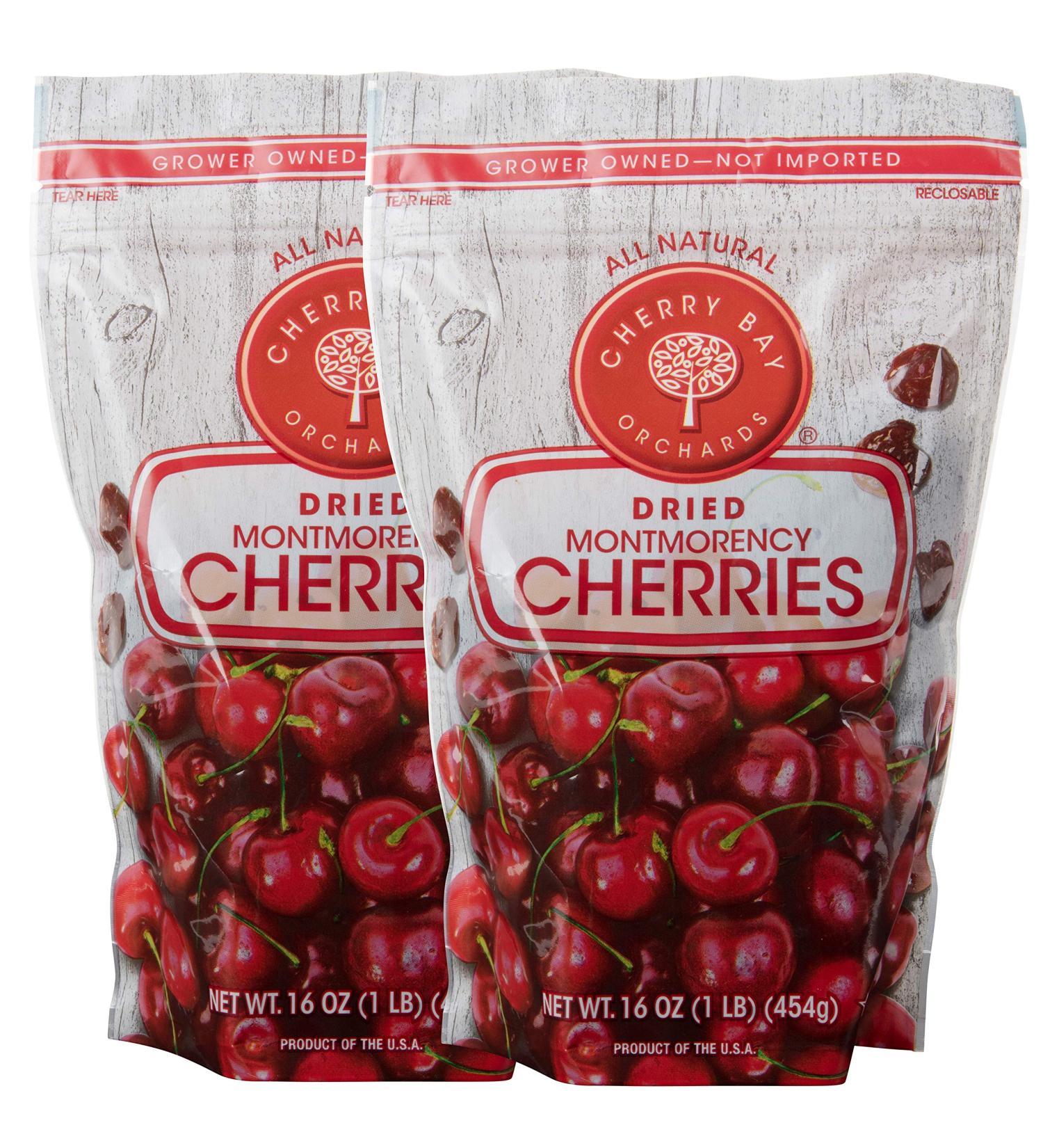 Cherry Bay Orchards Dried Montmorency Tart Cherries - 32oz (2x16oz Bags) - 100% Domestic, Natural, Kosher, Gluten-Free, GMO-Free - Resealable Pouch - 1lb (Pack of 2) - Buy Online on SooperMarket.com