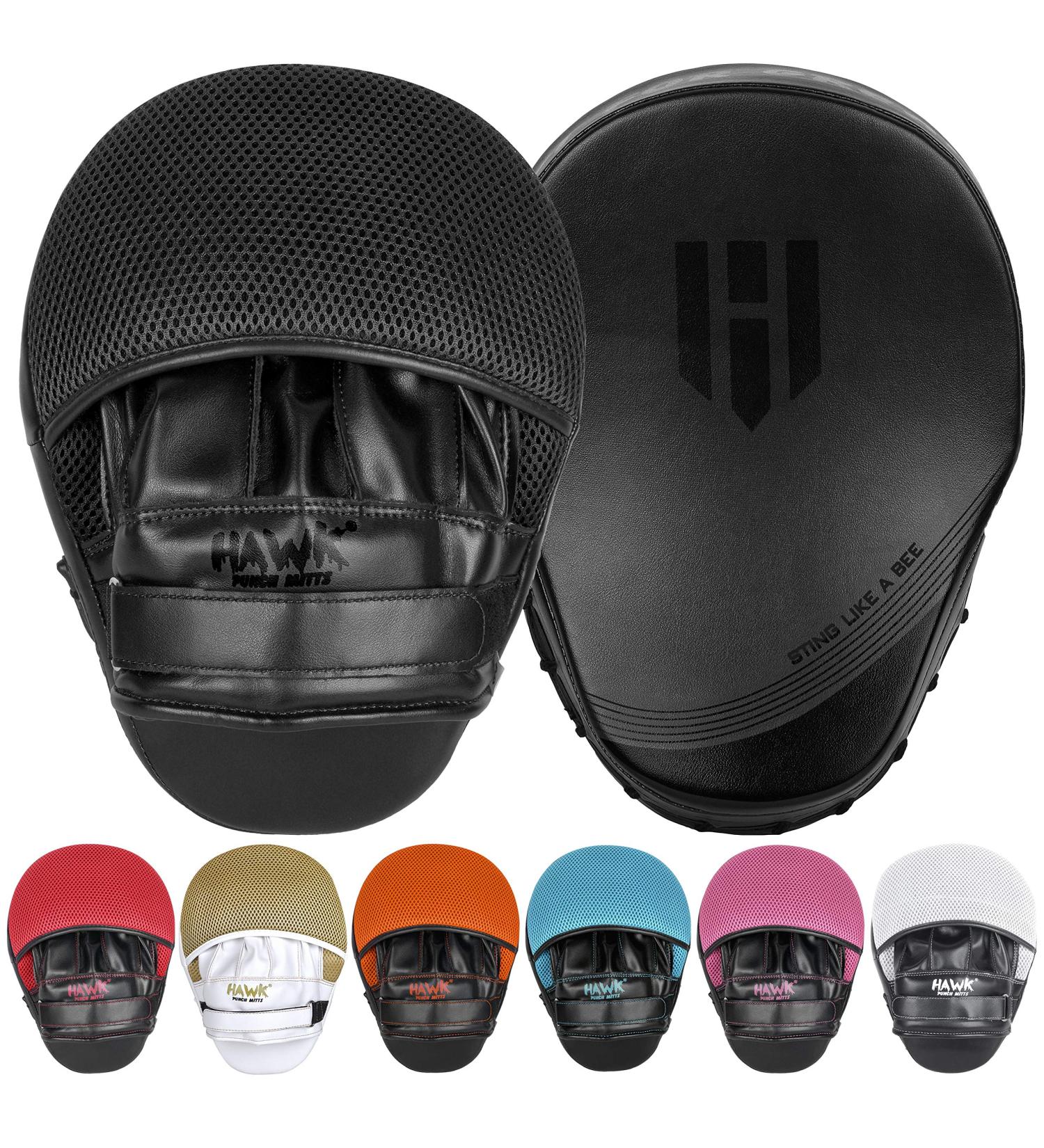 Hawk Sports All-Black Leather Punching Mitts for Martial Arts and Boxing Training - Men, Women, Kids - Buy Online on SooperMarket.com