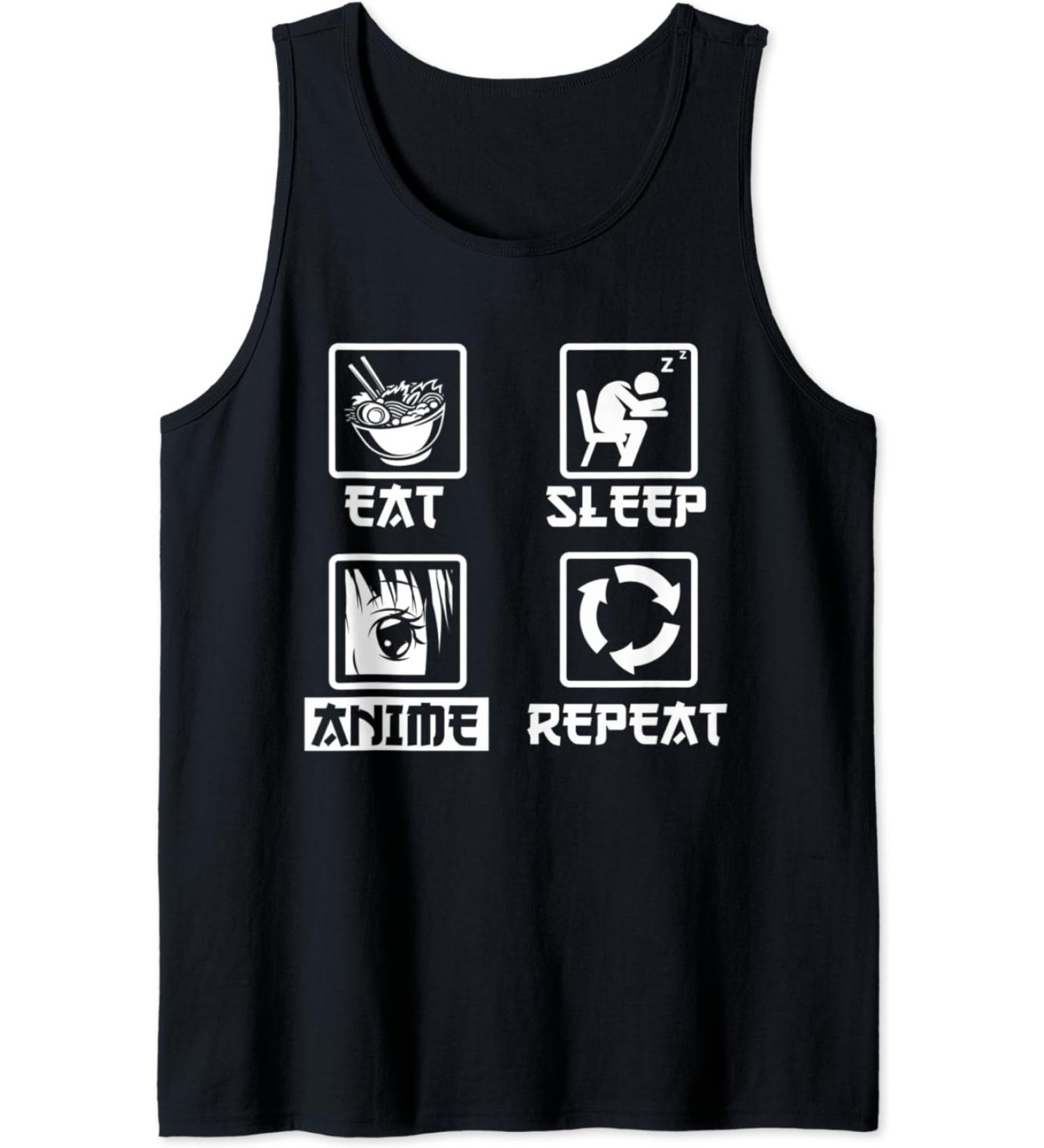 Ramen Noodles Kawaii Japanese Eat Sleep Anime Repeat Anime Tank Top