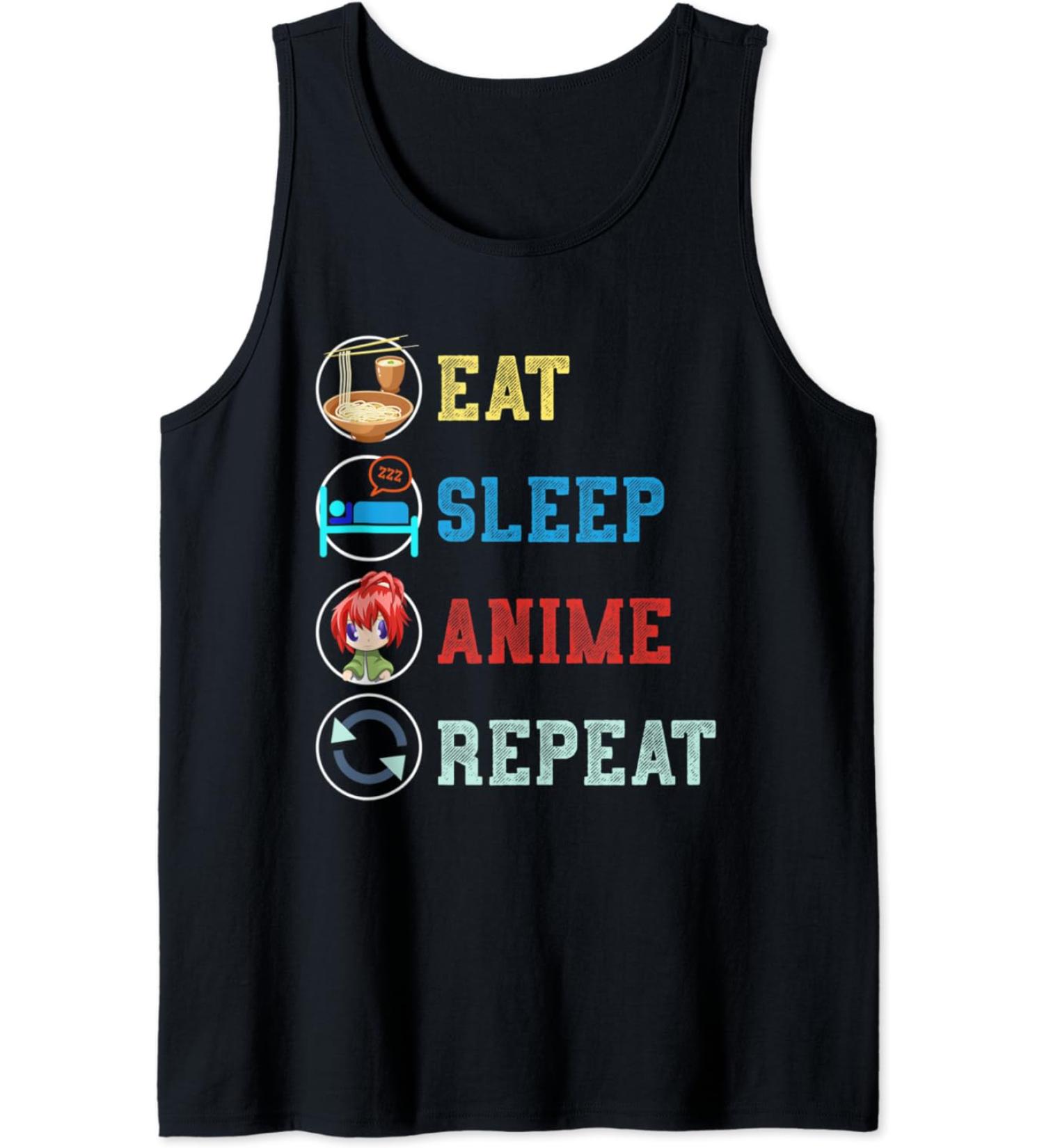 Ramen Noodles Eat Sleep Anime Repeat Japanese Manga Anime Tank Top