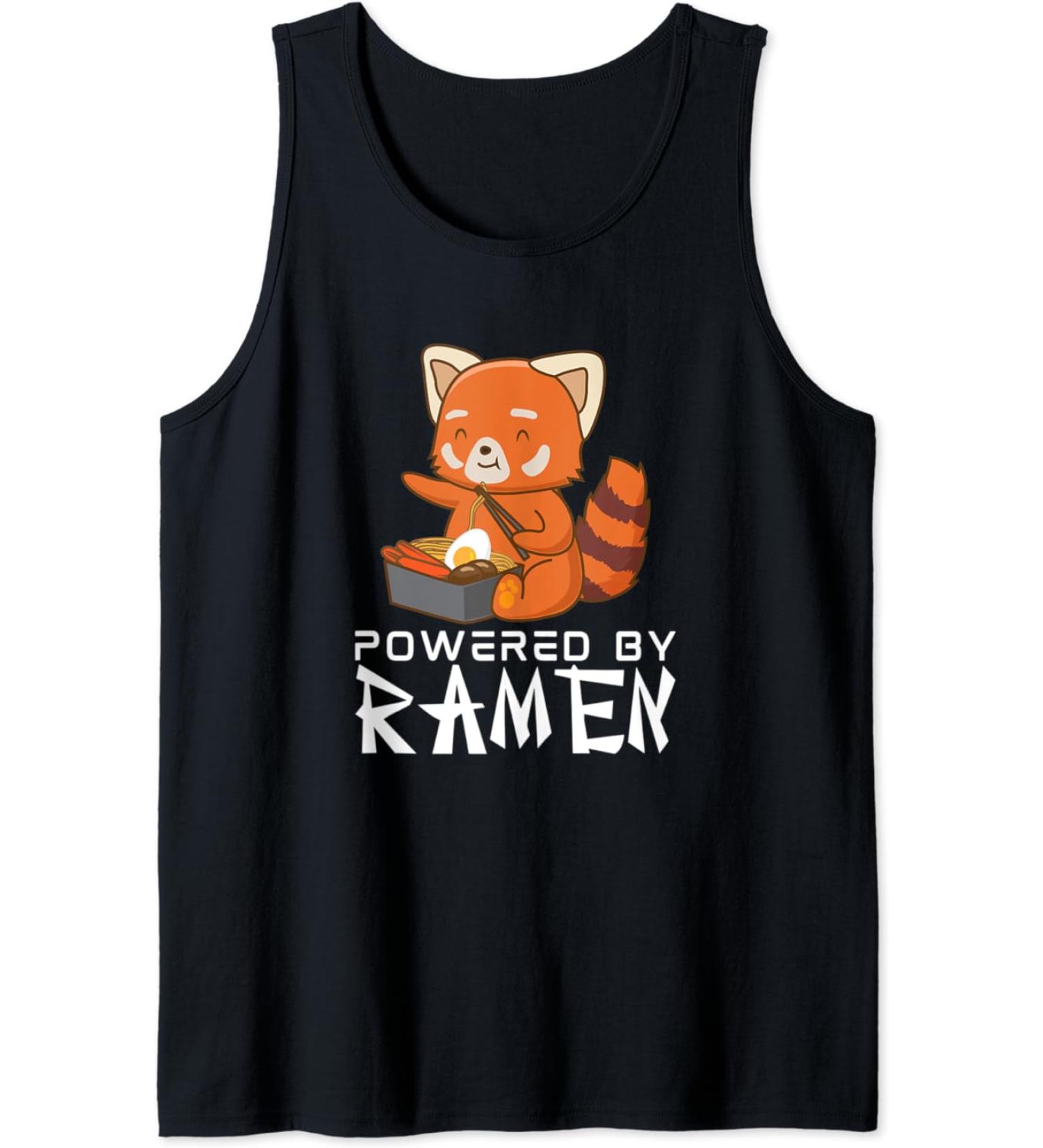 Powered By Ramen Red Panda Japanese Food Noodles Soba Tank Top