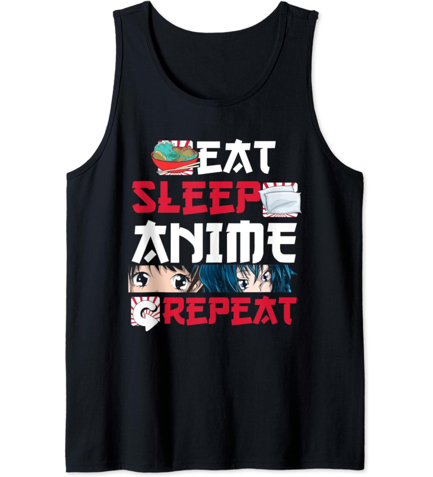 Kawaii Japanese Ramen Noodles Eat Sleep Anime Repeat Anime Tank Top