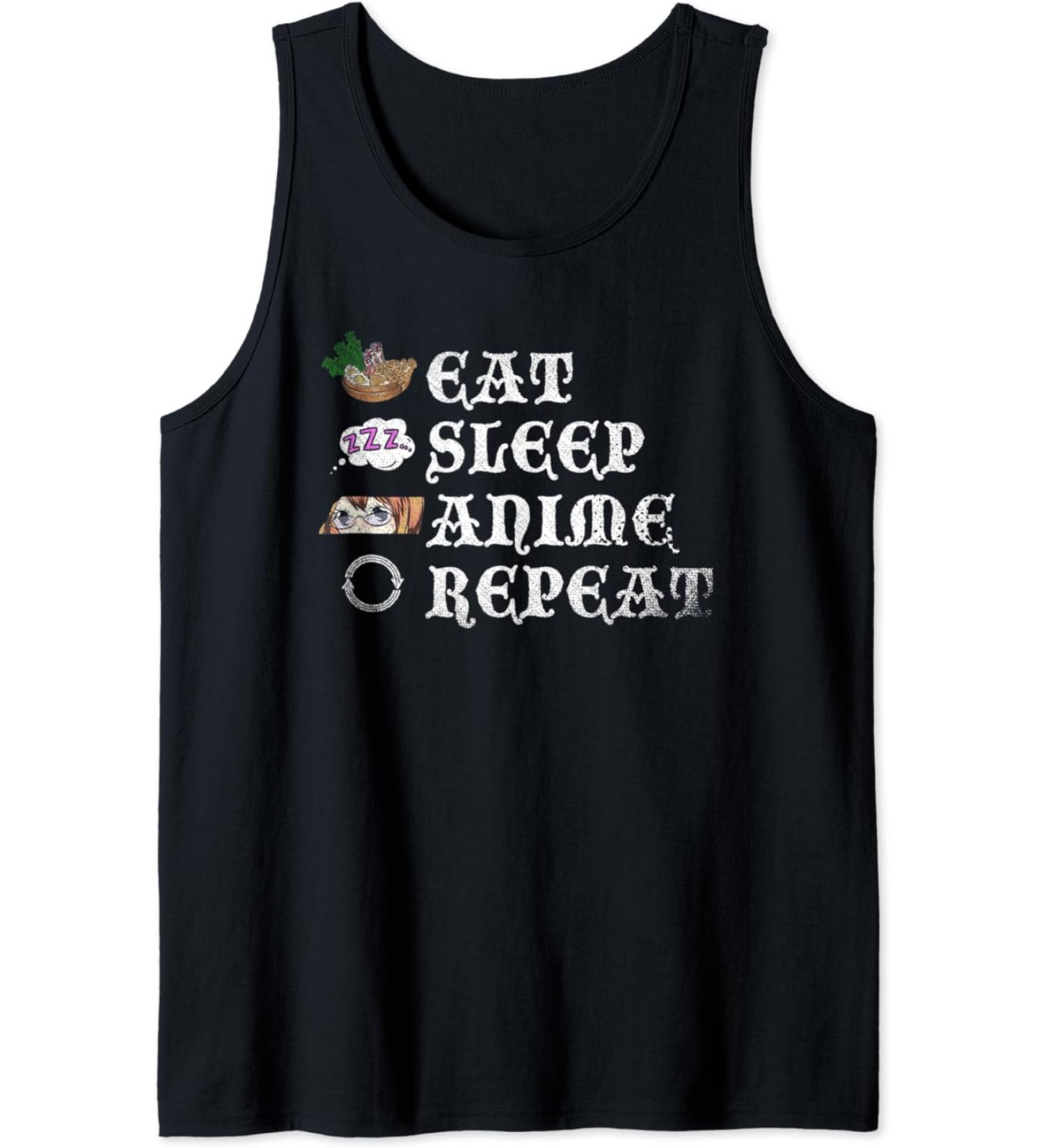 Japanese Kawaii Ramen Noodles Eat Sleep Anime Repeat Anime Tank Top