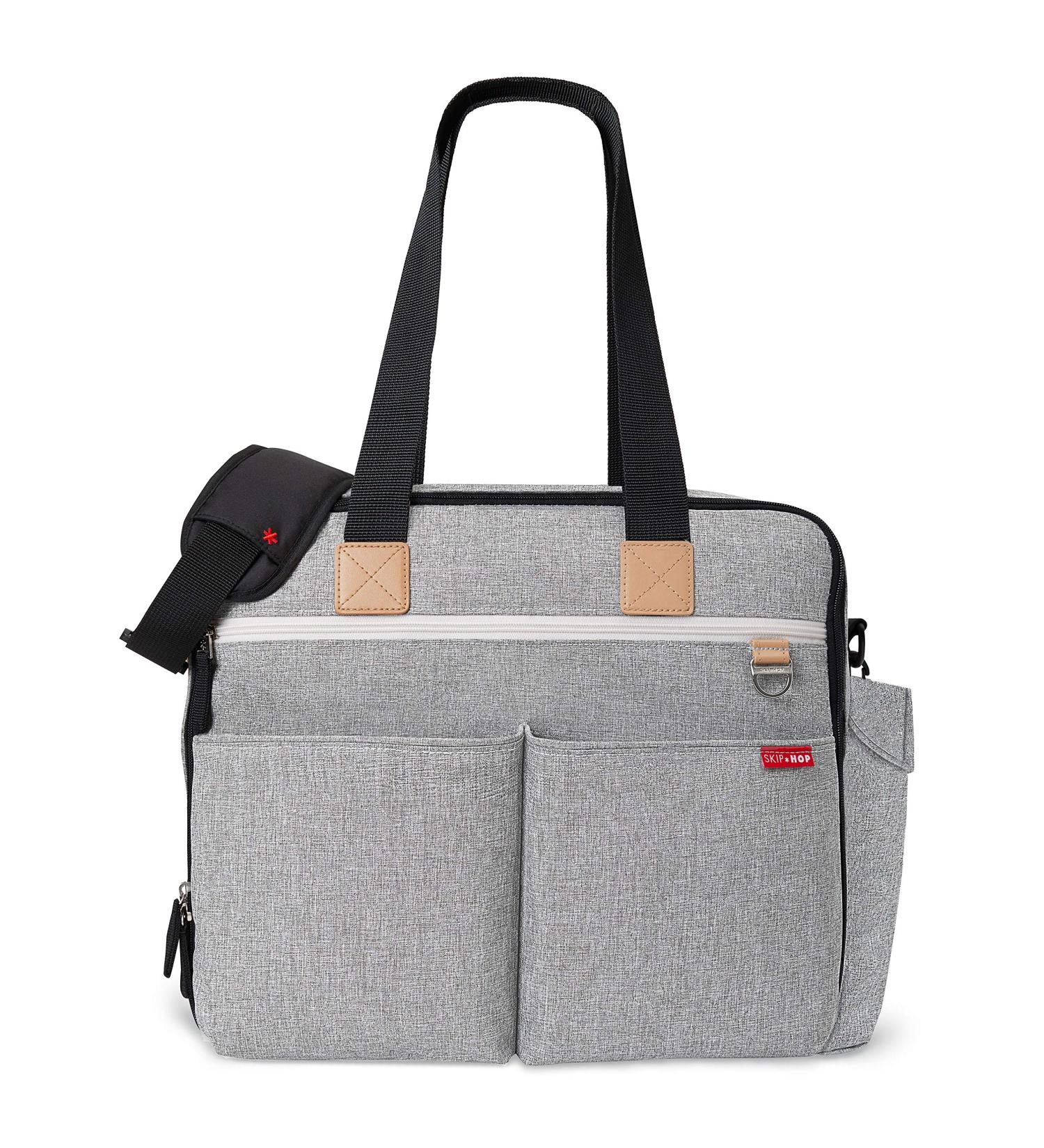 Skip Hop Diaper Bag Iconic Duo Weekender - Extra Large Capacity with Changing Pad & Stroller Attachment - Grey Melange - Buy Online on SooperMarket.com