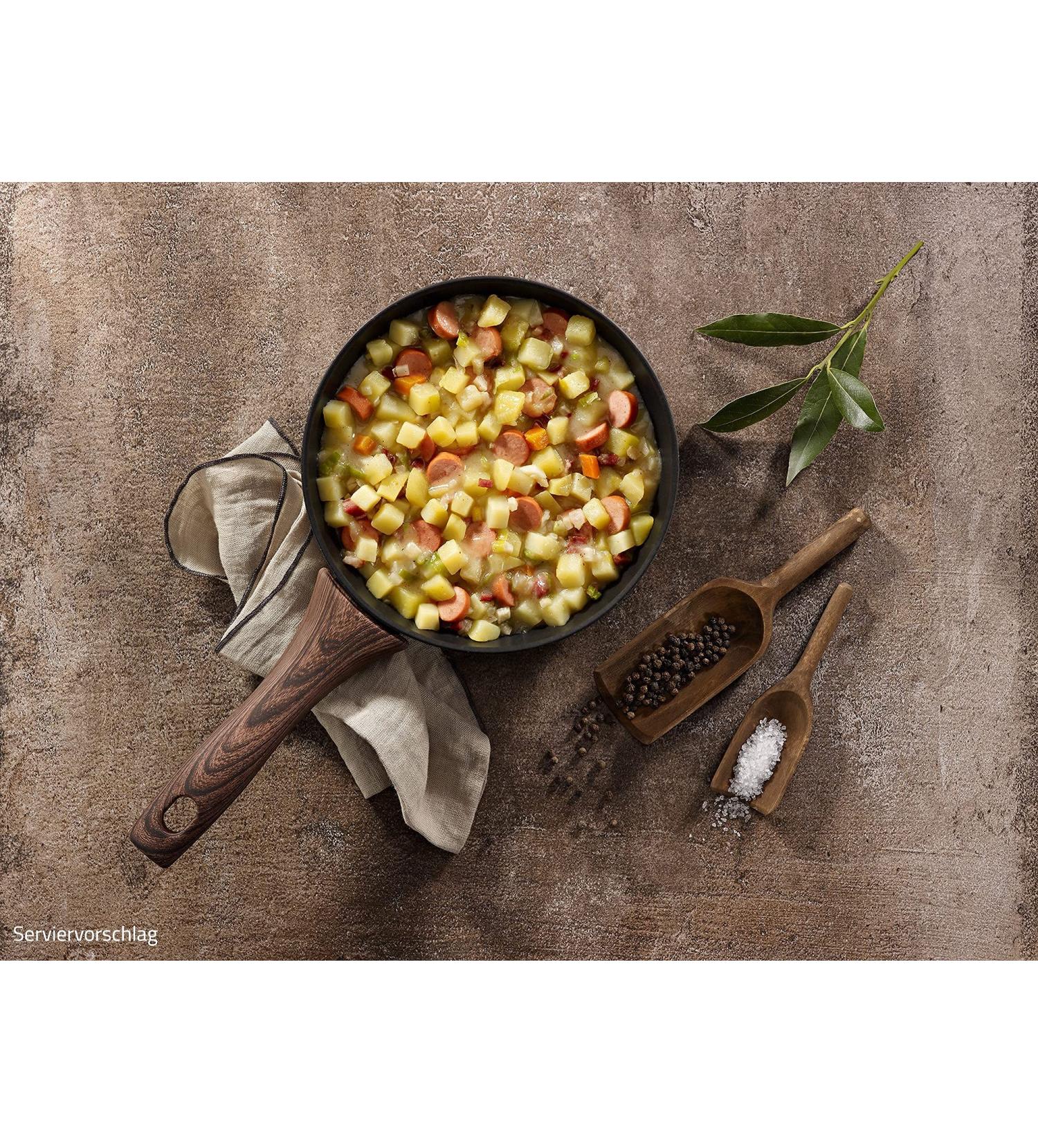 Ration1 potato stew with Wiener sausages 4x 400g - 10 years durable!Lactose -free & gluten -free!Simply open and enjoy cold or warm - no further ingredients necessary!1600g (4 pack)