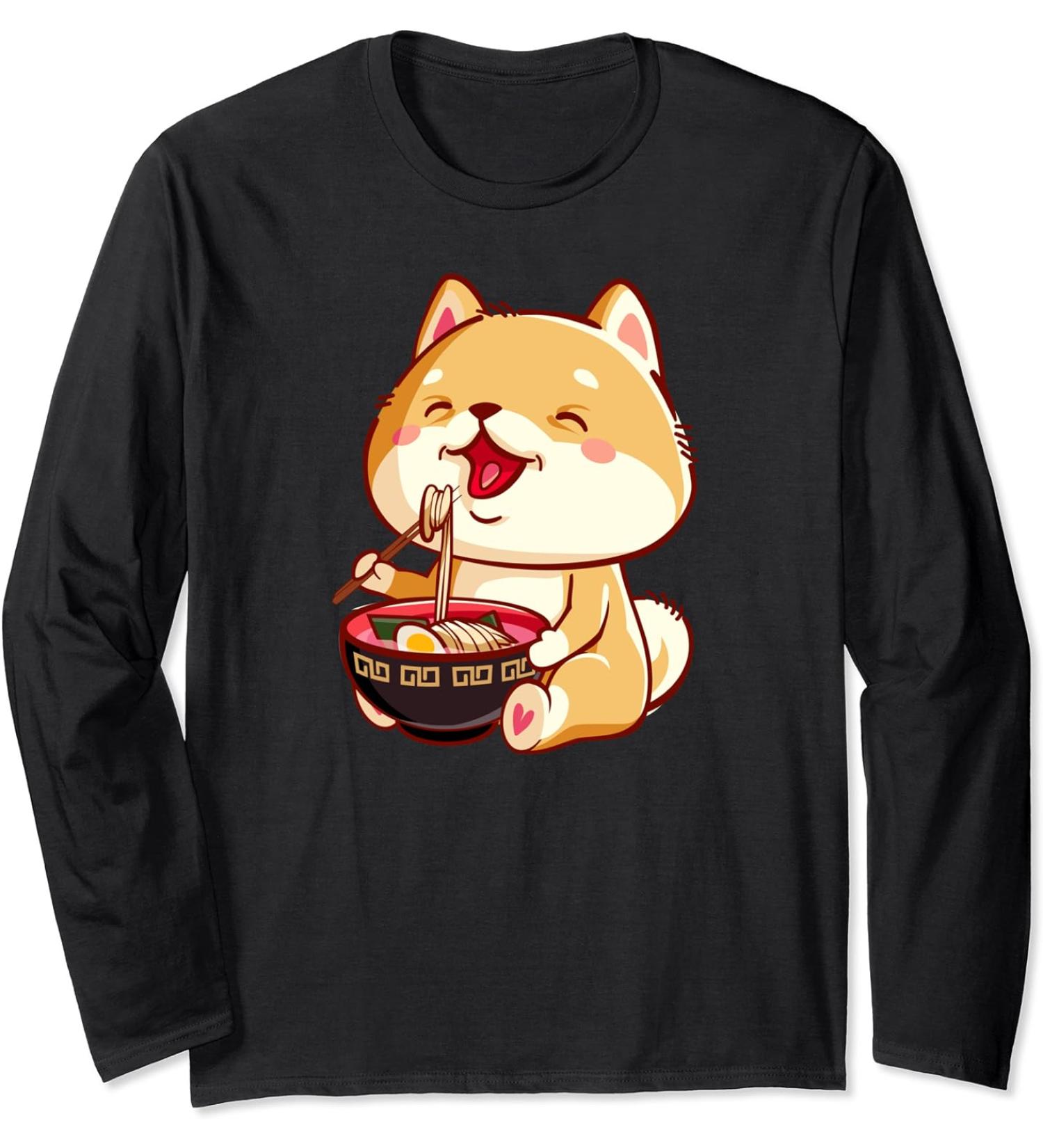 Ramen Noodle Shiba Inu Kawaii Ramen Shiba Inu Ramen Life Long Sleeve T-Shirt