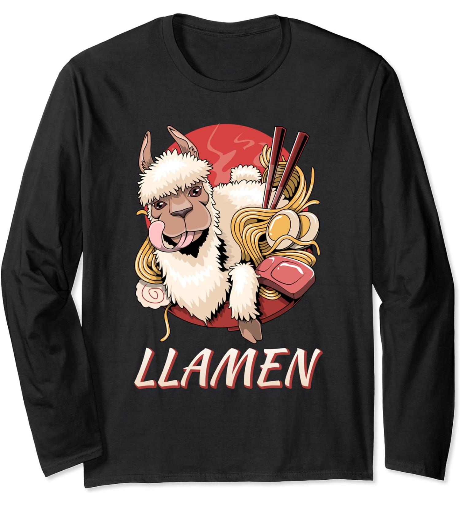Llamen funny Japanese Ramen Noodles Llamen Long Sleeve T-Shirt