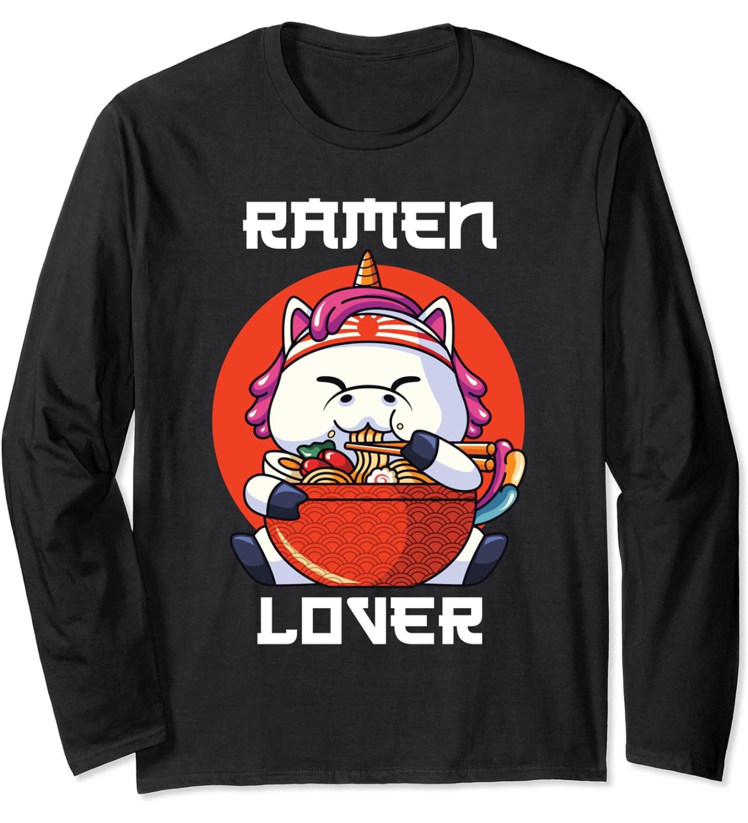 Ramen Noodle Soup Unicorn Long Sleeve T-Shirt