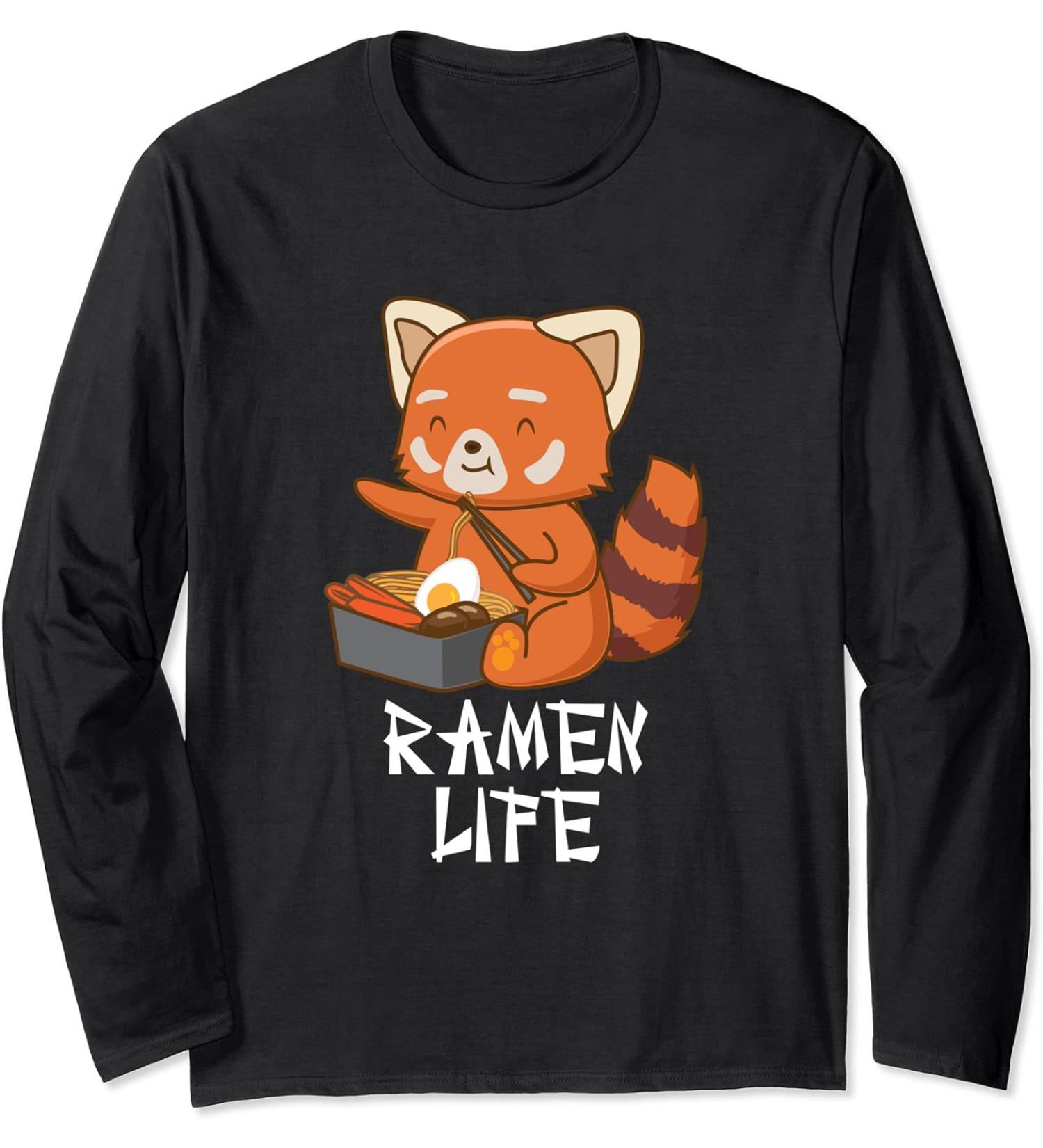 Ramen Life Red Panda Japanese Food Anime Soba Noodles Long Sleeve T-Shirt