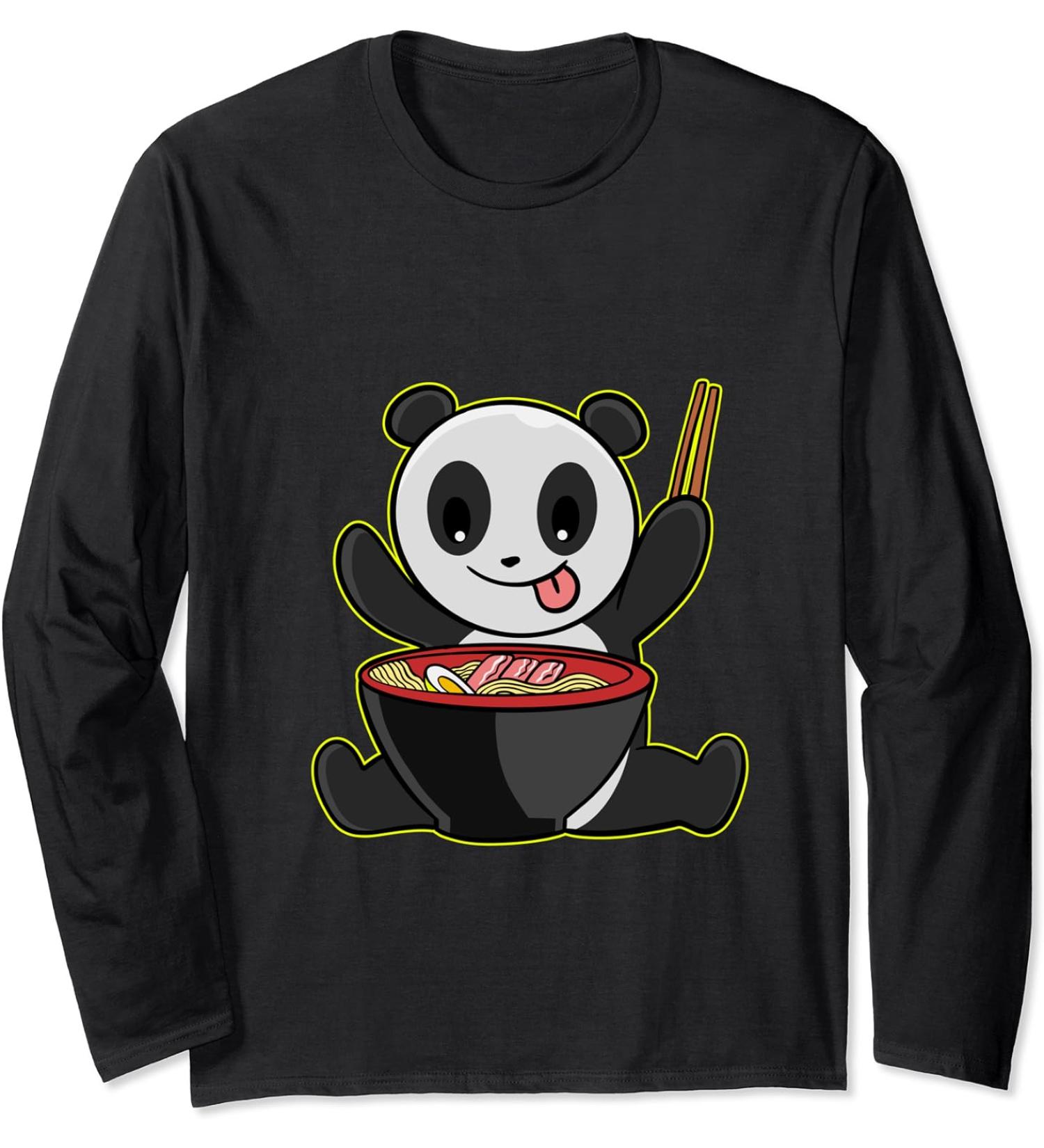 Panda Ramen Kawaii Pandas Japanese Noodles Long Sleeve T-Shirt