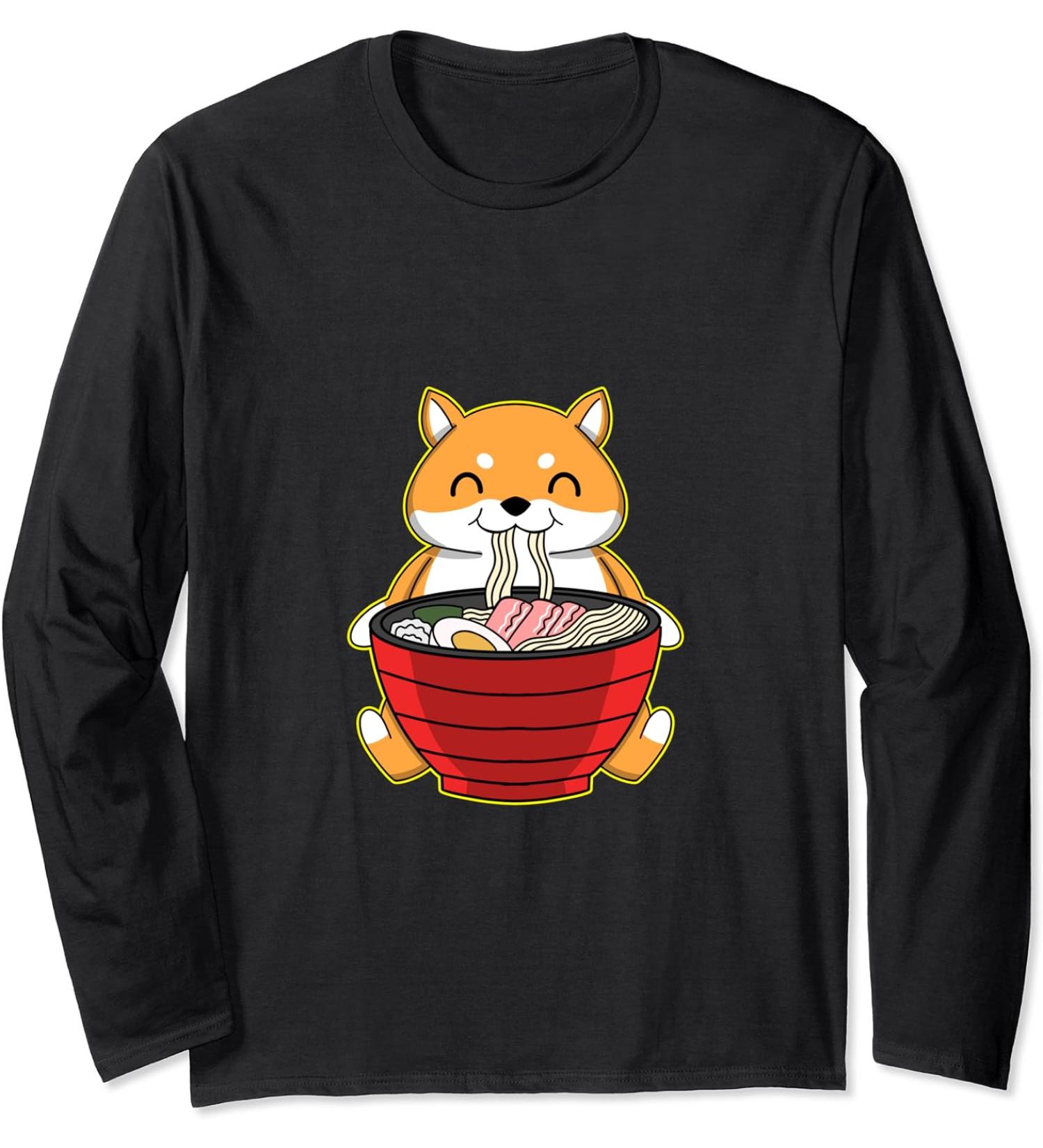 fox ramen kawaii foxes Japanese noodles Long Sleeve T-Shirt