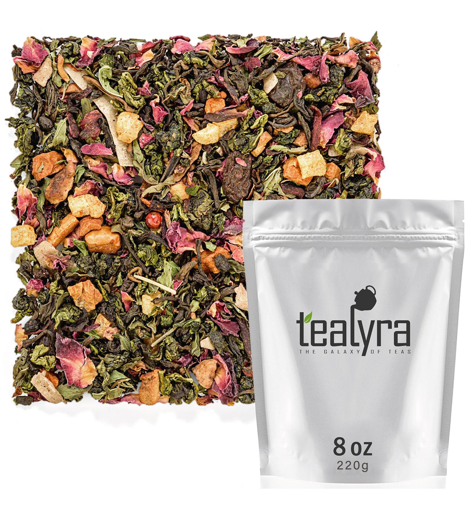 Tealyra Berry Rose Slenderize Pu Erh Green Oolong Tea Blend - 5-Year Aged - 220g - Weight Loss Diet Tea - All Natural - 7.76 oz / 220g - Buy Online on SooperMarket.com