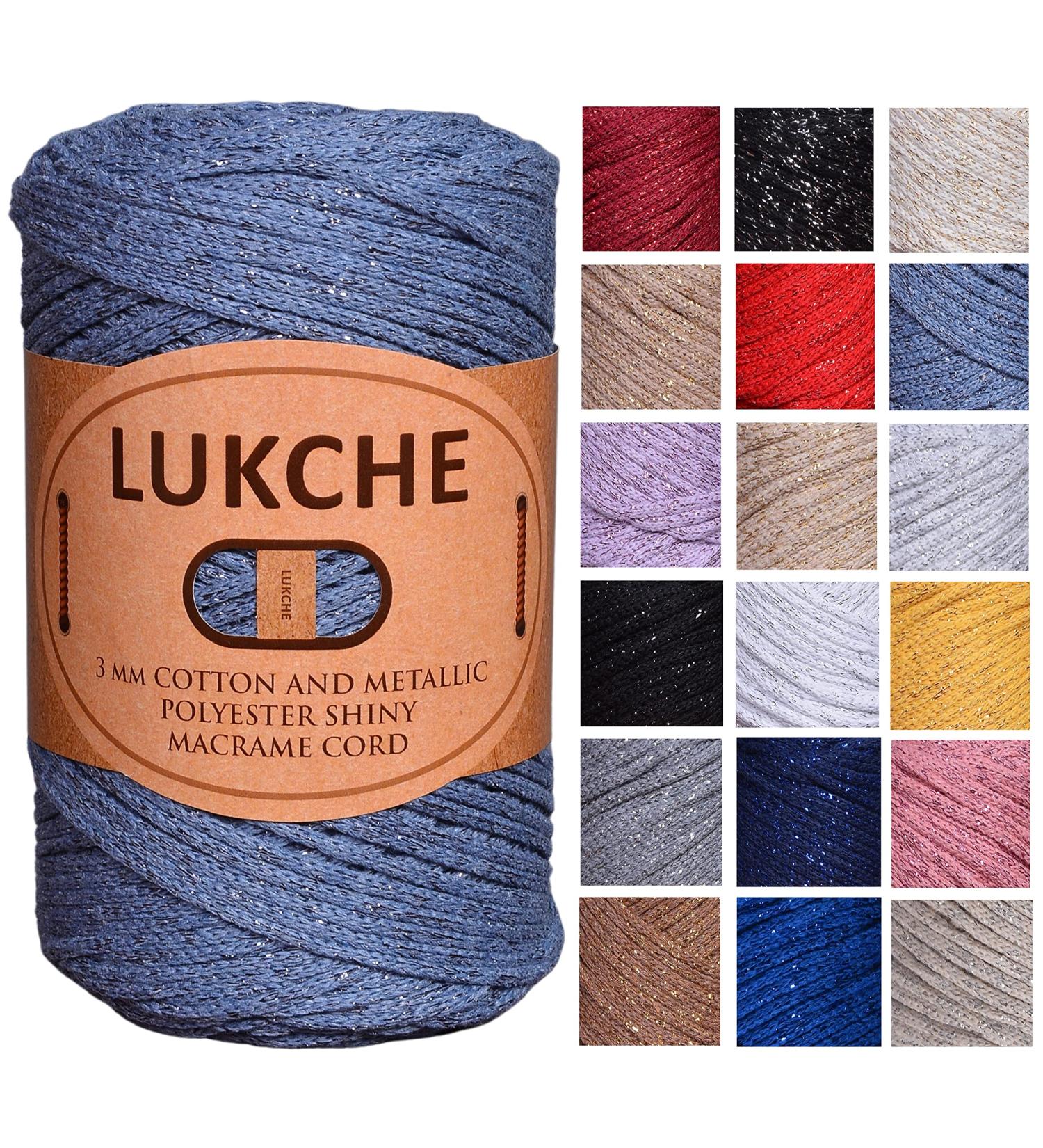 Shiny Macrame Cord 3mm 224 Yards, Cotton and Polyester Blend - Aviator Blue Color for Bags, Wall Hangers, Carpets - Craft Supplies - Buy Online on SooperMarket.com