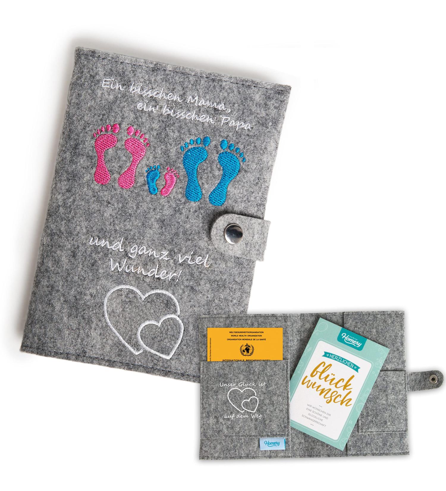 Mother Pass Protective Cover | Felt Organizer for Vaccination Pass Ultrasound Pics & Insurance Card - Loving German Design - Buy Online on SooperMarket.com