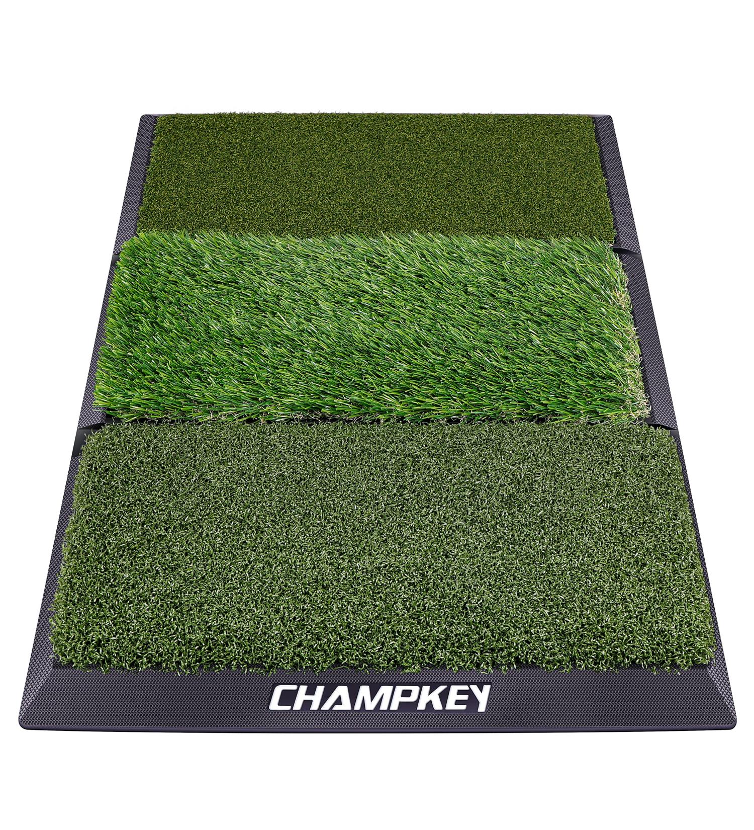 CHAMPKEY Professional Tri-Turf Golf Hitting Mat | Heavy Duty Rubber Backing | Indoor & Outdoor Practice Mat 16x24 PRO Version - Buy Online on SooperMarket.com