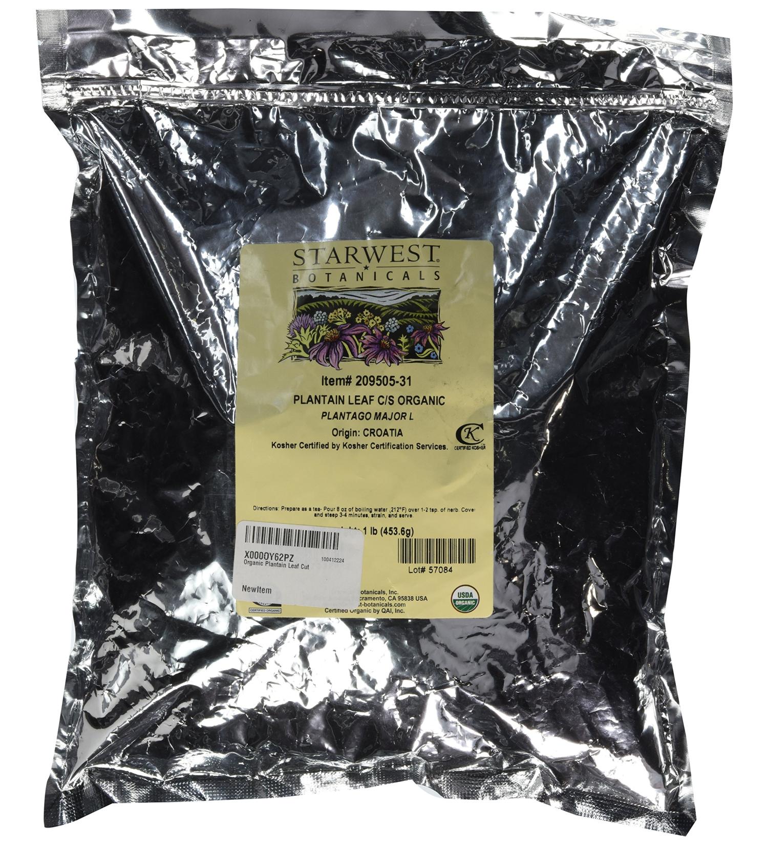 Starwest Botanicals Organic Plantain Leaf Cut & Sifted, 1 Pound