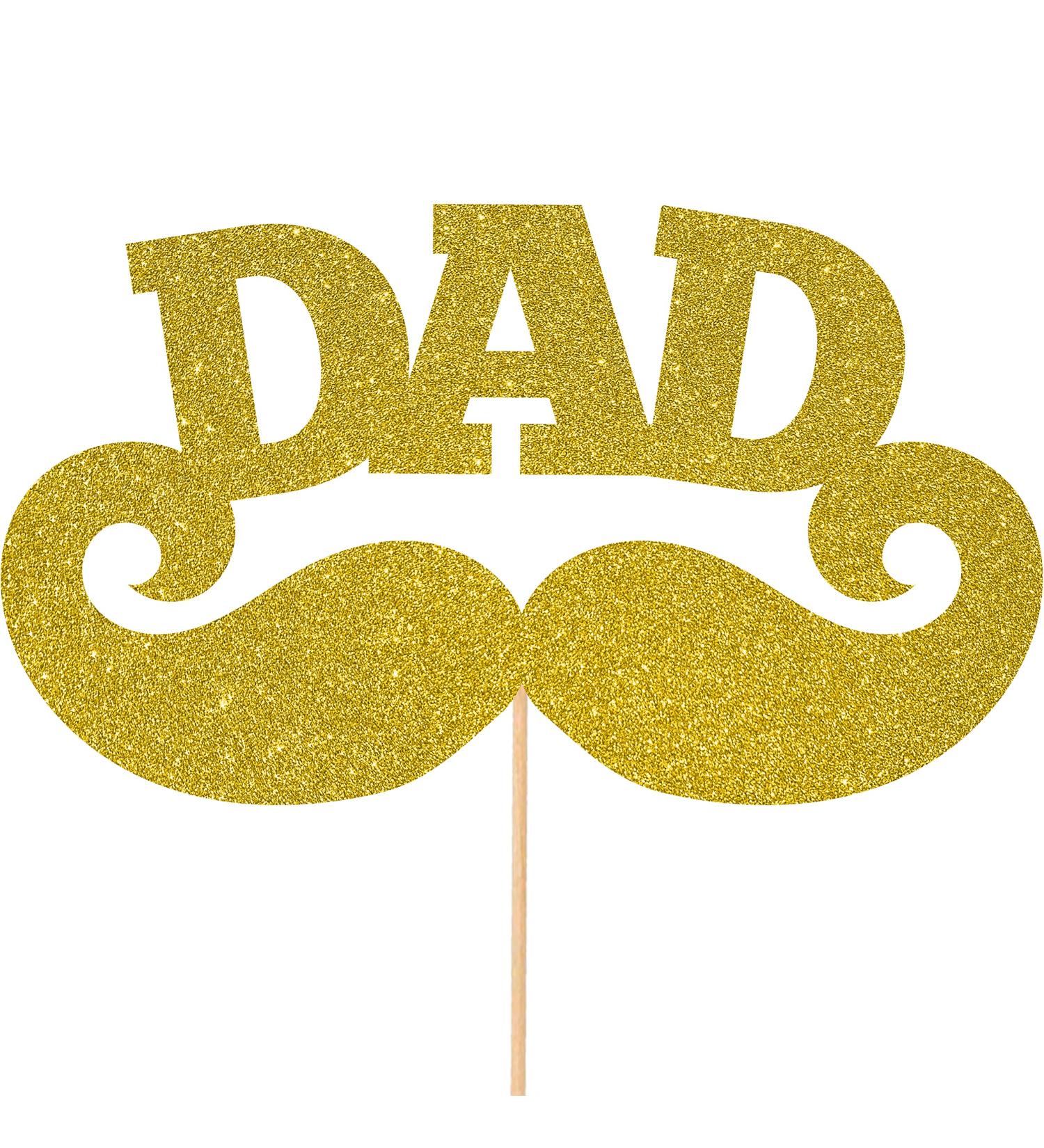 Cakeshop Fathers Day Glitter Cake Topper Fathers Day Cake Topper Decoration Dad Moustache - Double Sided 400gsm Glitter Card Choice 14 of Colours and Loads of Styles | Gold - Buy Online on SooperMarket.com