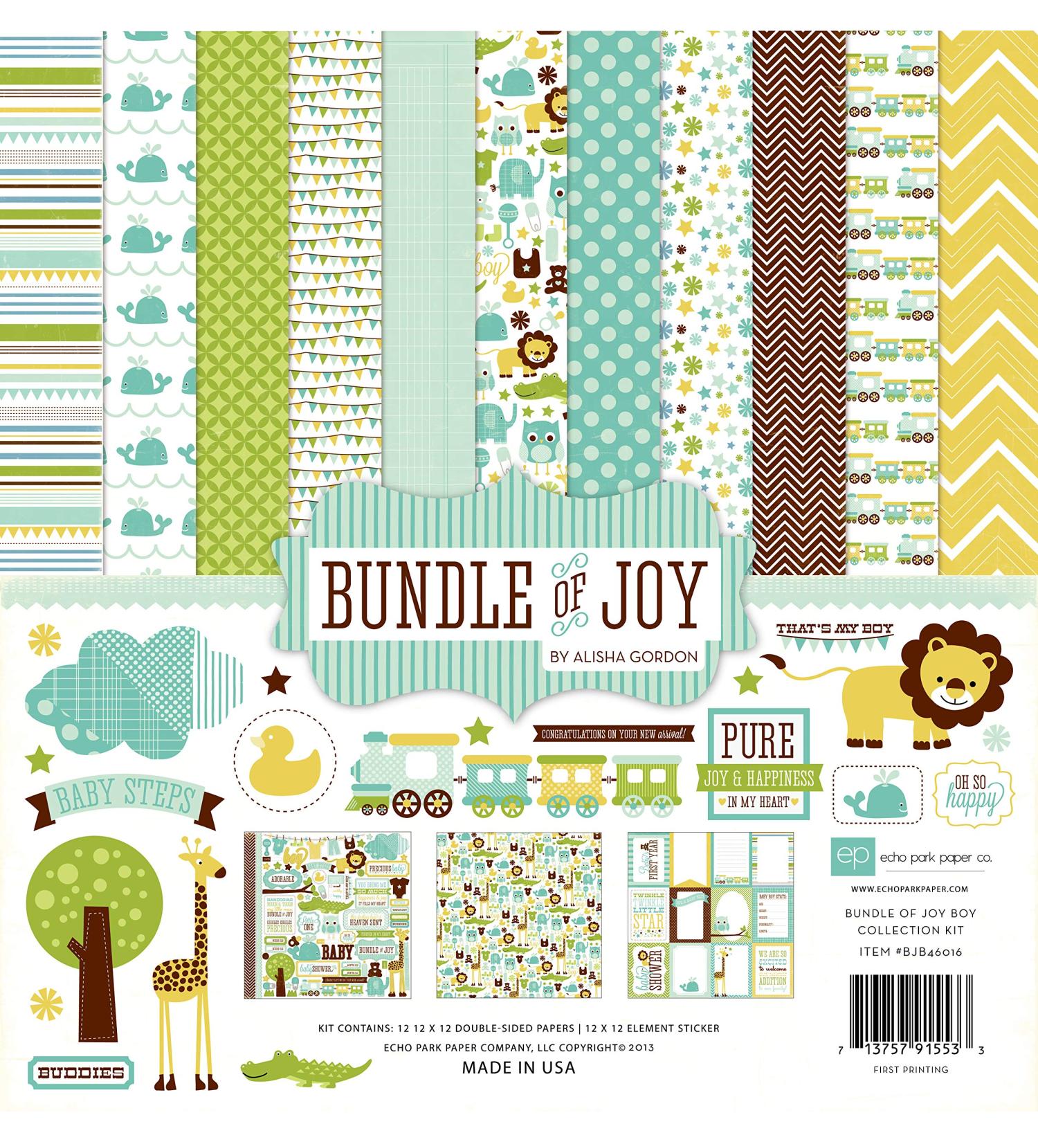 Echo Park Paper BJB46016 Bundle of Joy Boy Collection Scrapbooking Kit