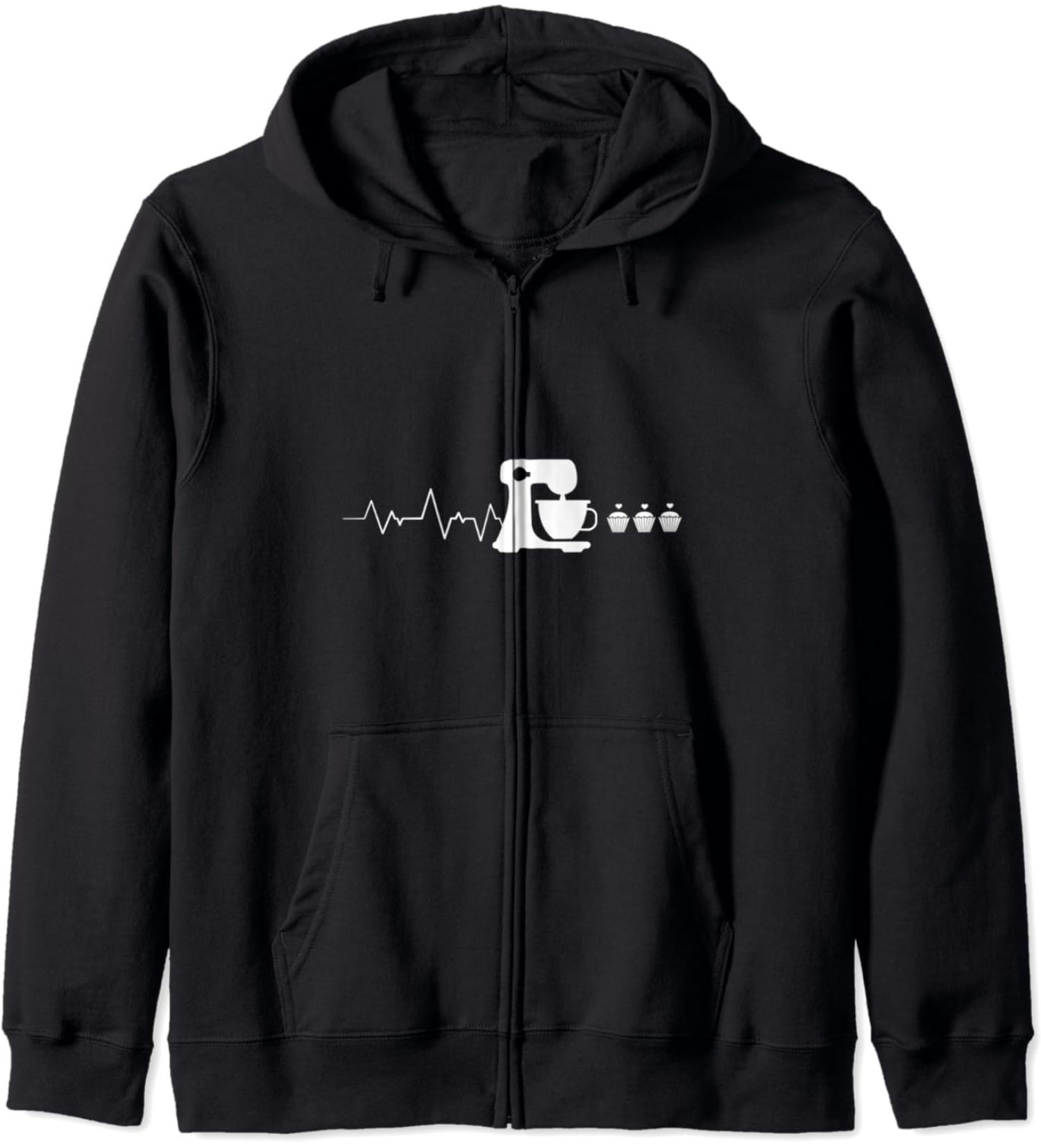 Baking Heartbeat I Funny Pastry Gift I Baker Baking Zip Hoodie