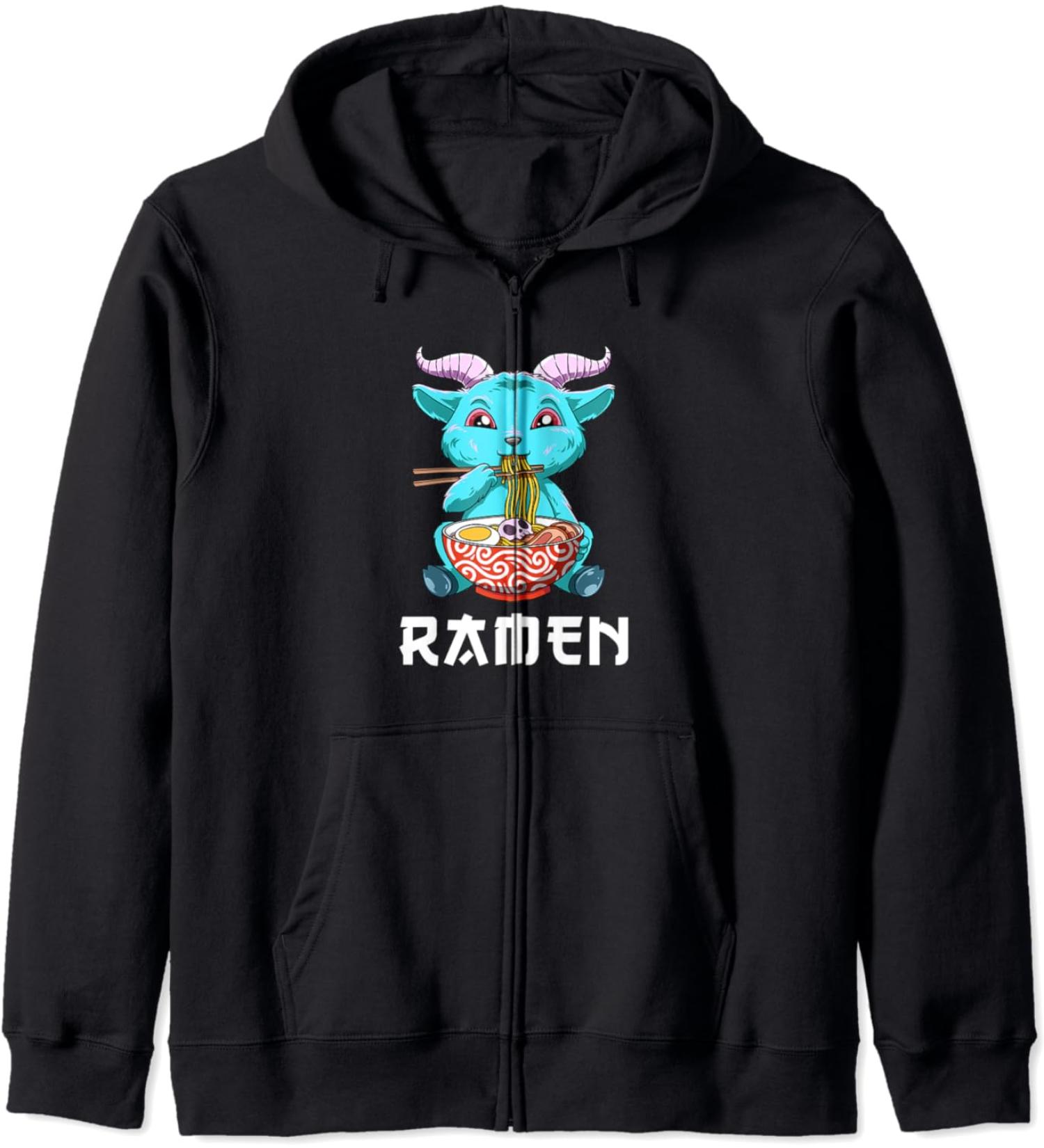 Anime Ramen Baphomet Zip Hoodie