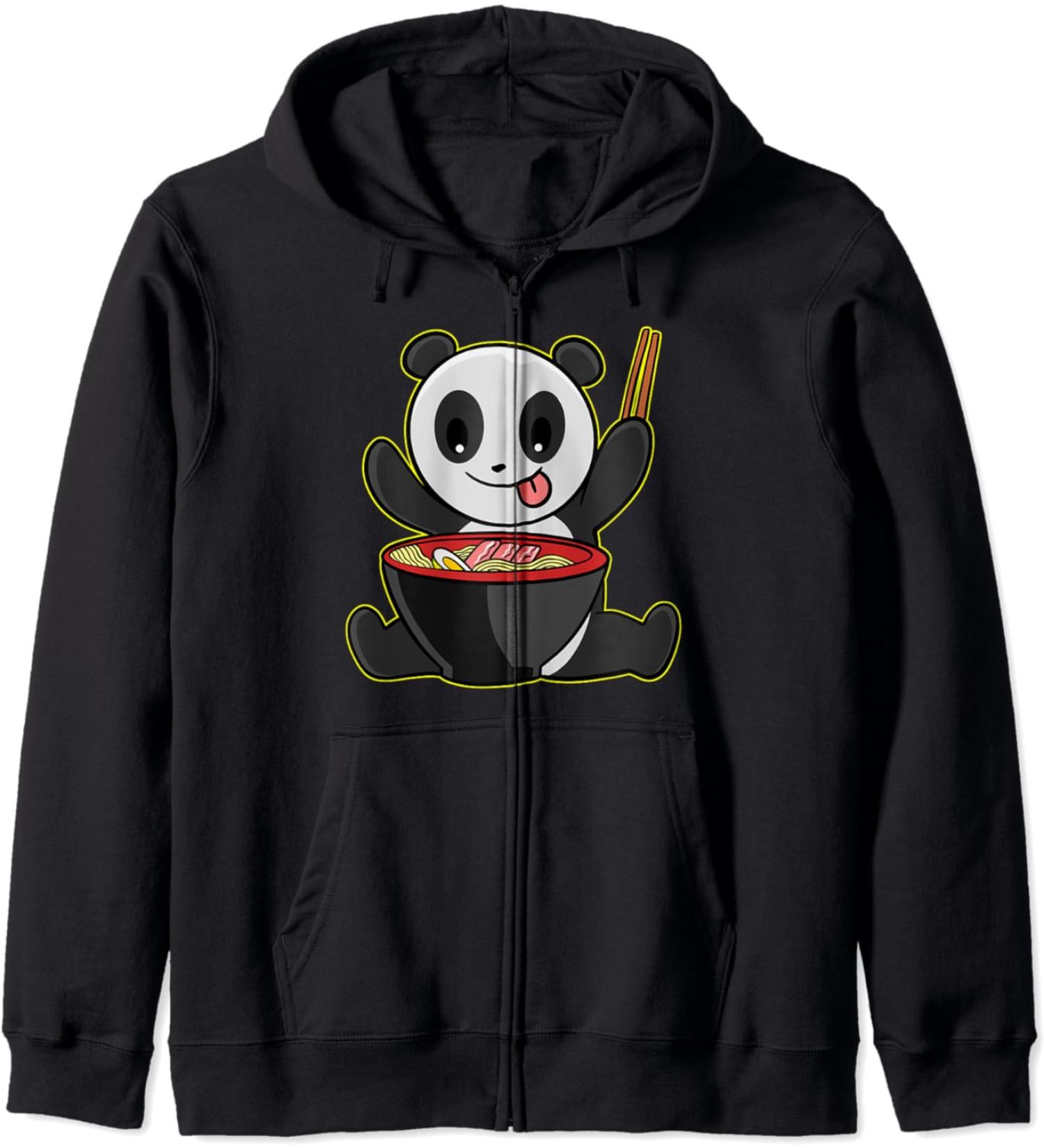 Panda Ramen Kawaii Pandas Japanese Noodles Zip Hoodie